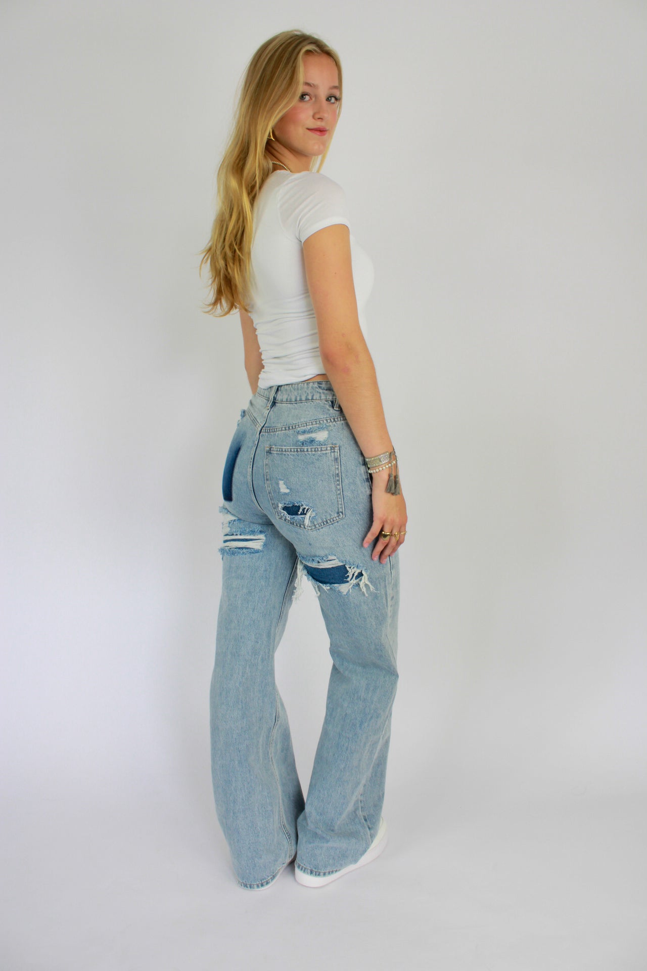 ''TALL'' RIPPED BACK JEANS - DENIM