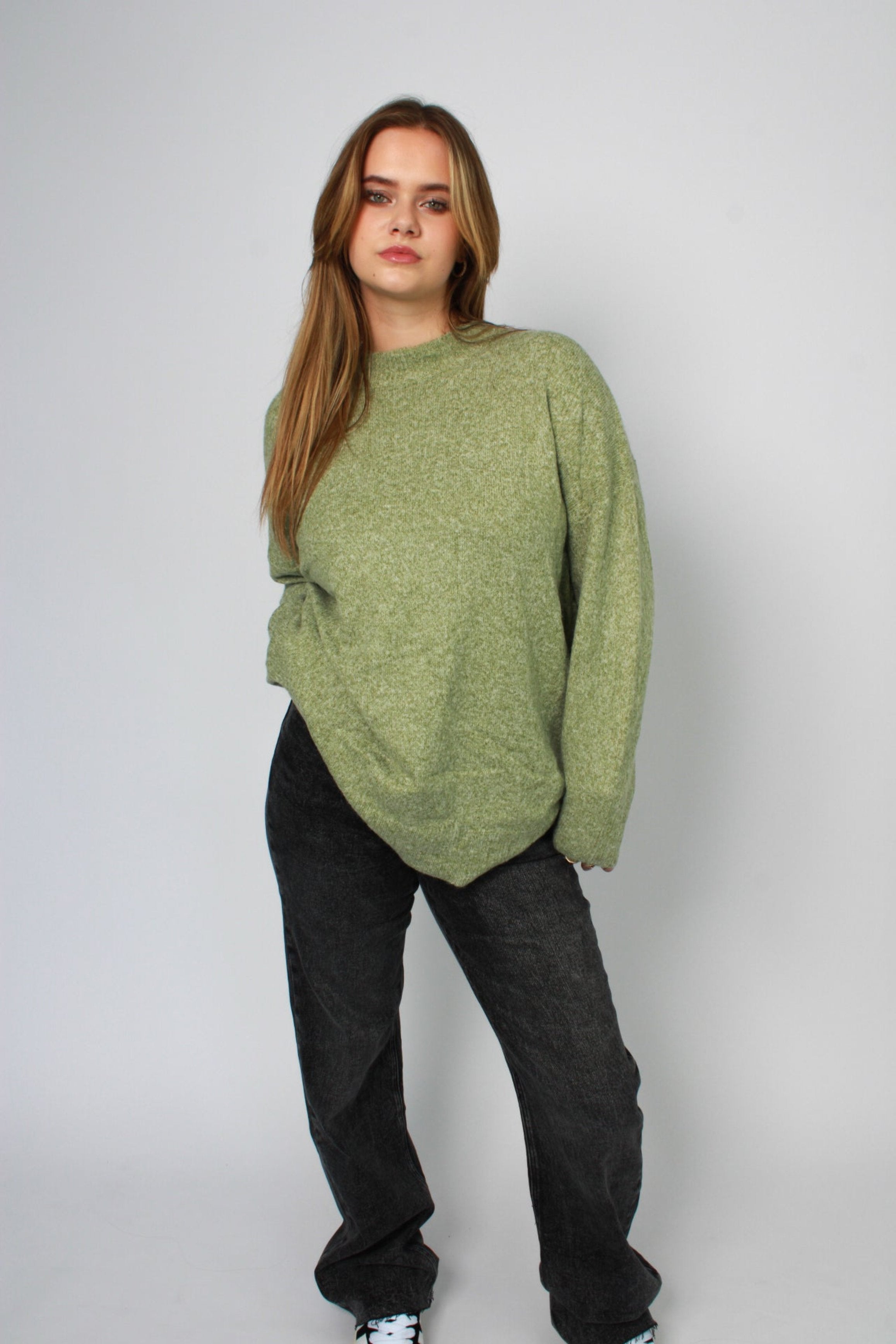 BASIC LONG SWEATER - PISTACHE