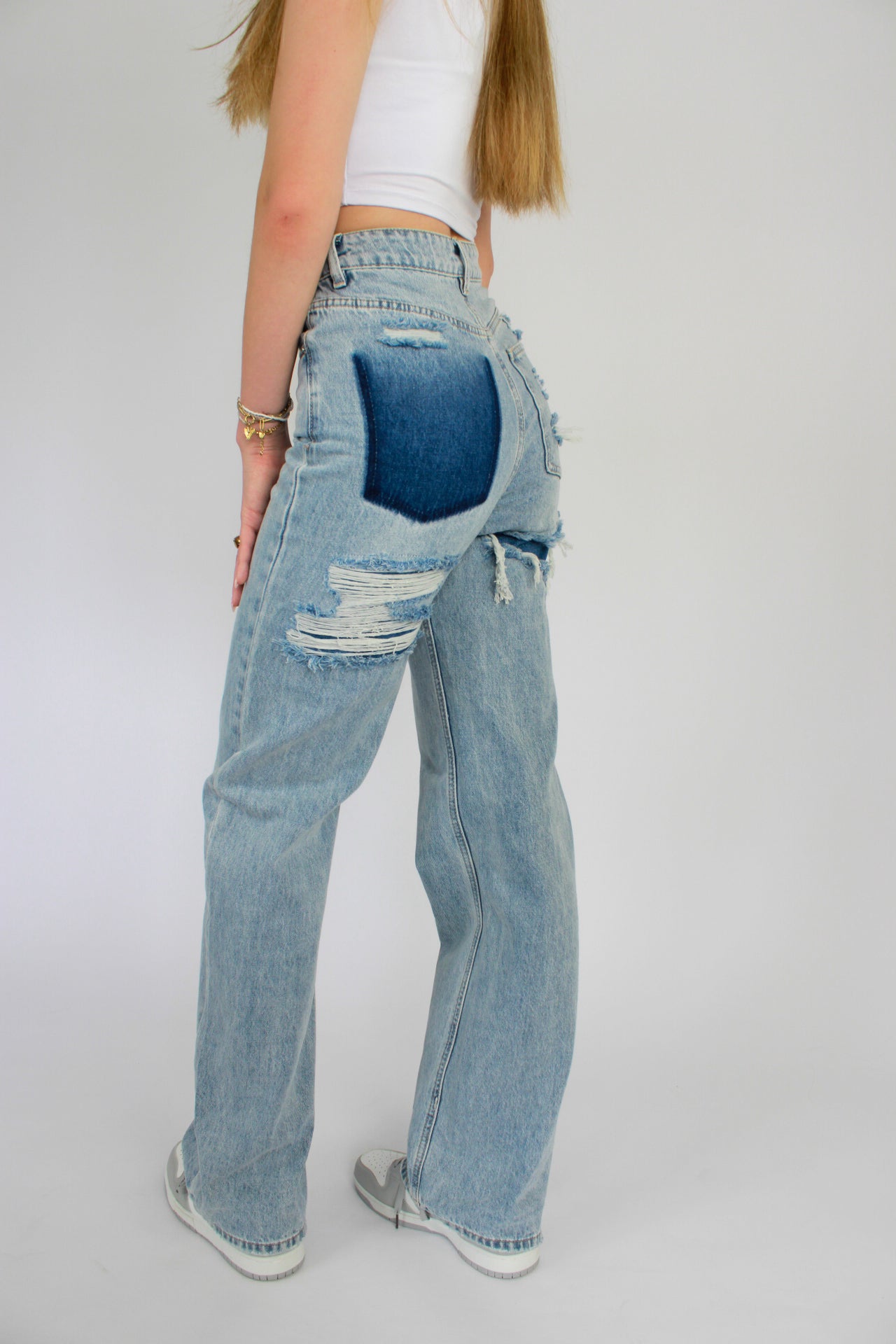 ''TALL'' RIPPED BACK JEANS - DENIM