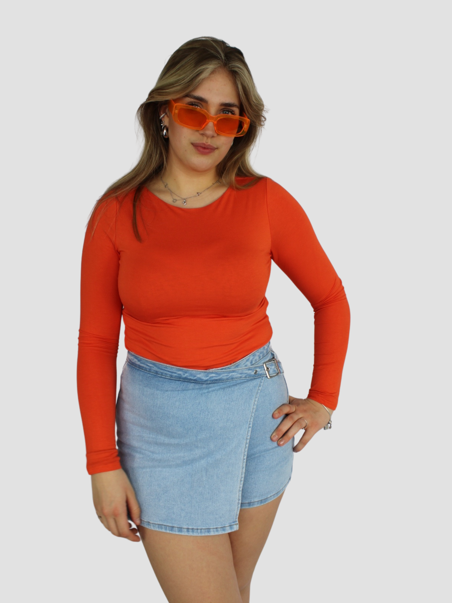 POSY LONG SLEEVE TOP - ORANGE