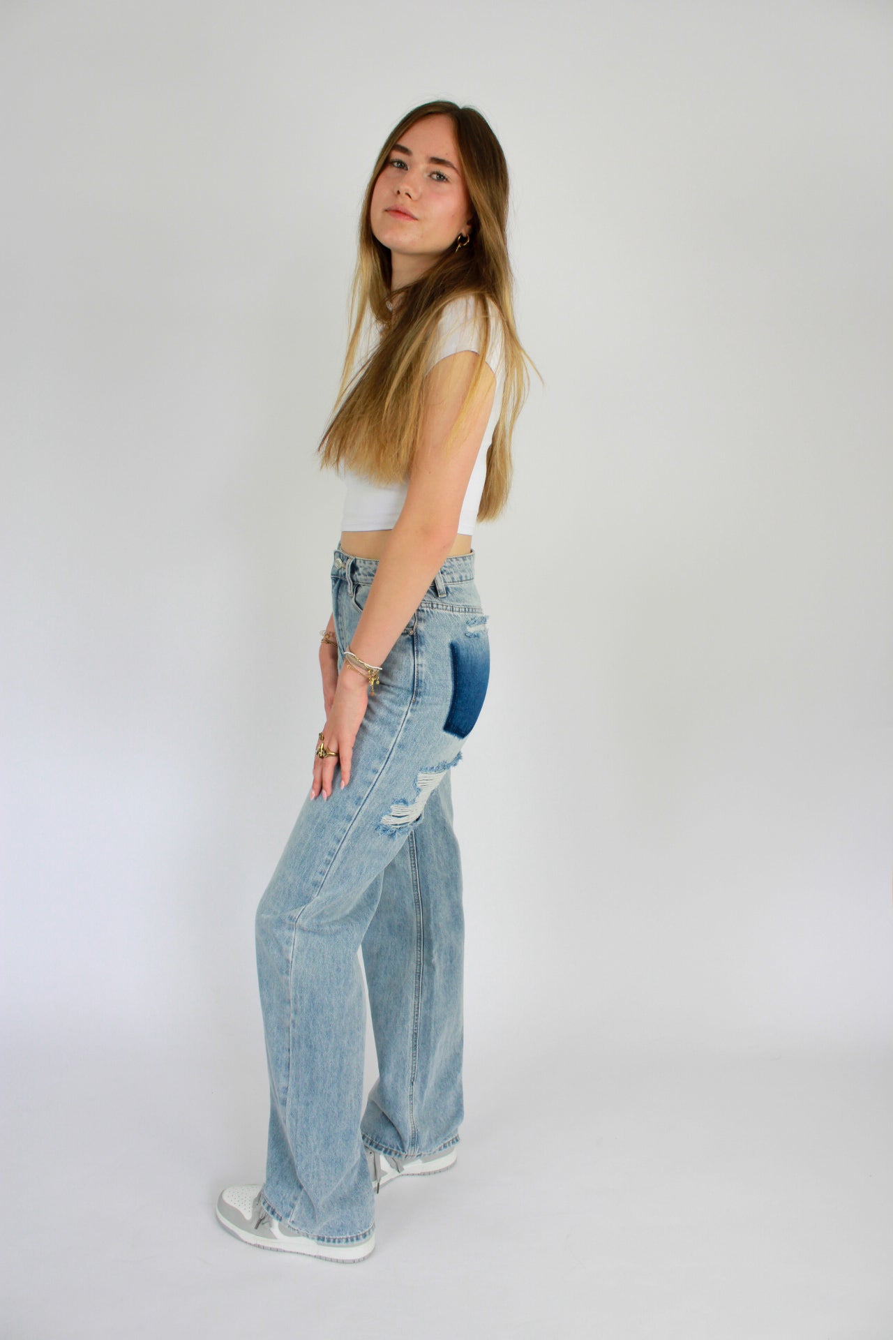 ''TALL'' RIPPED BACK JEANS - DENIM