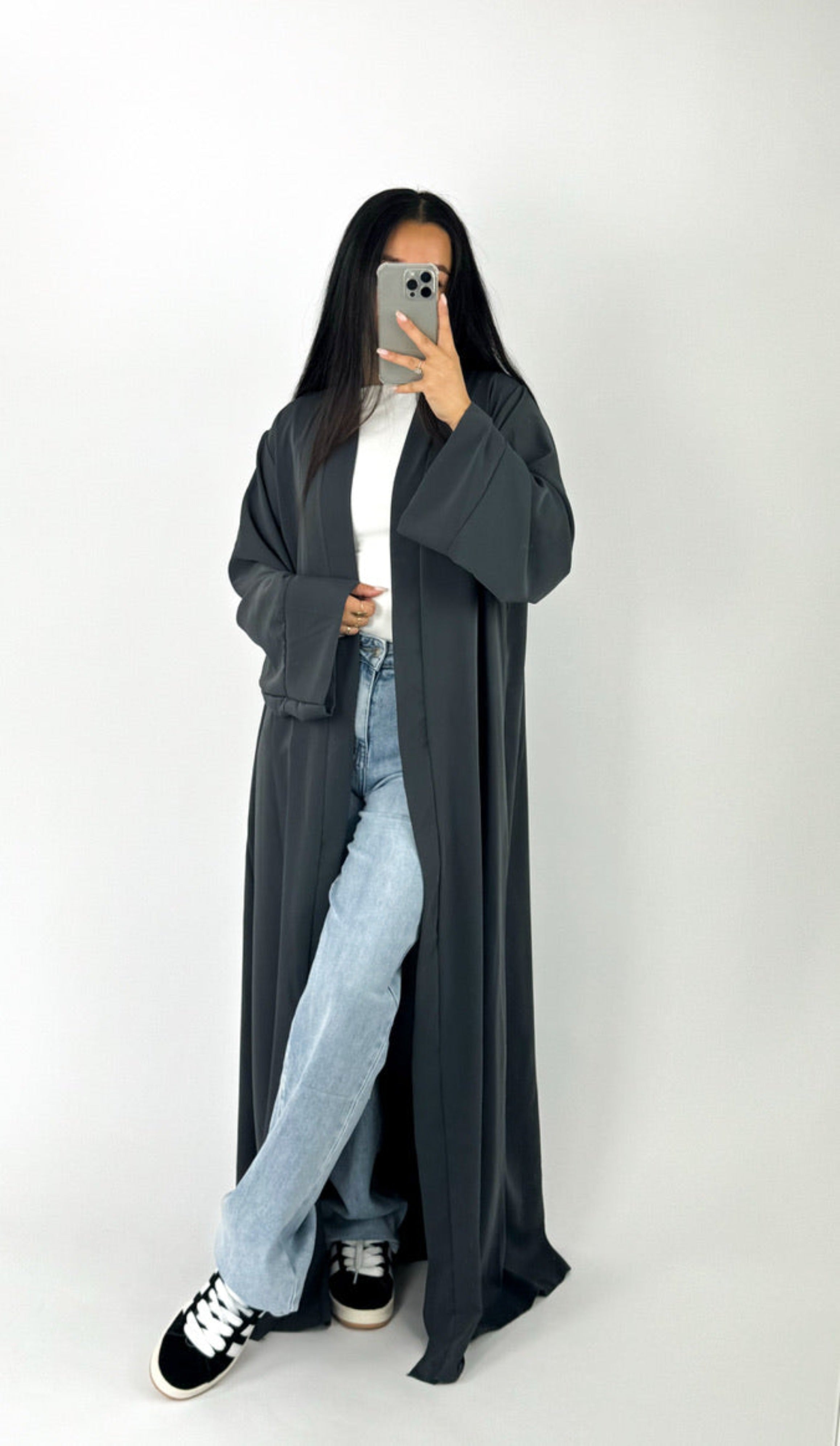 SILKY KIMONO - DARK GREY