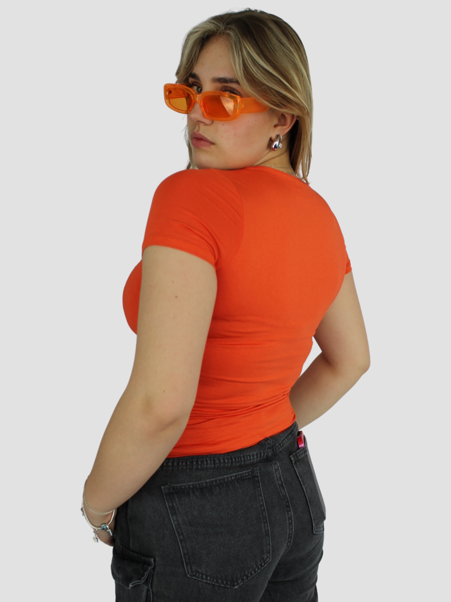 SQUARE SHORT SLEEVE TOP - ORANGE