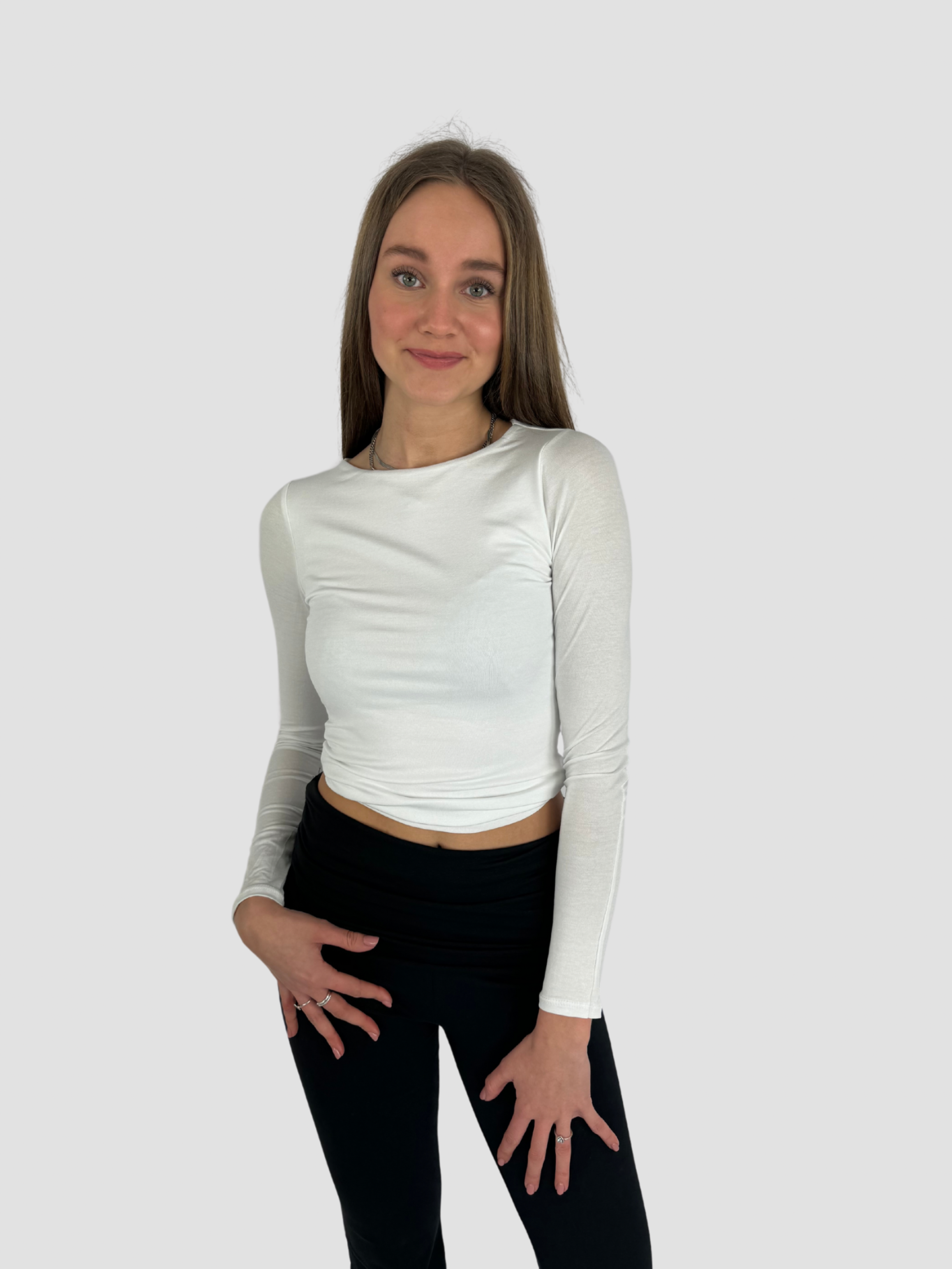 POSY LONG SLEEVE TOP - WHITE