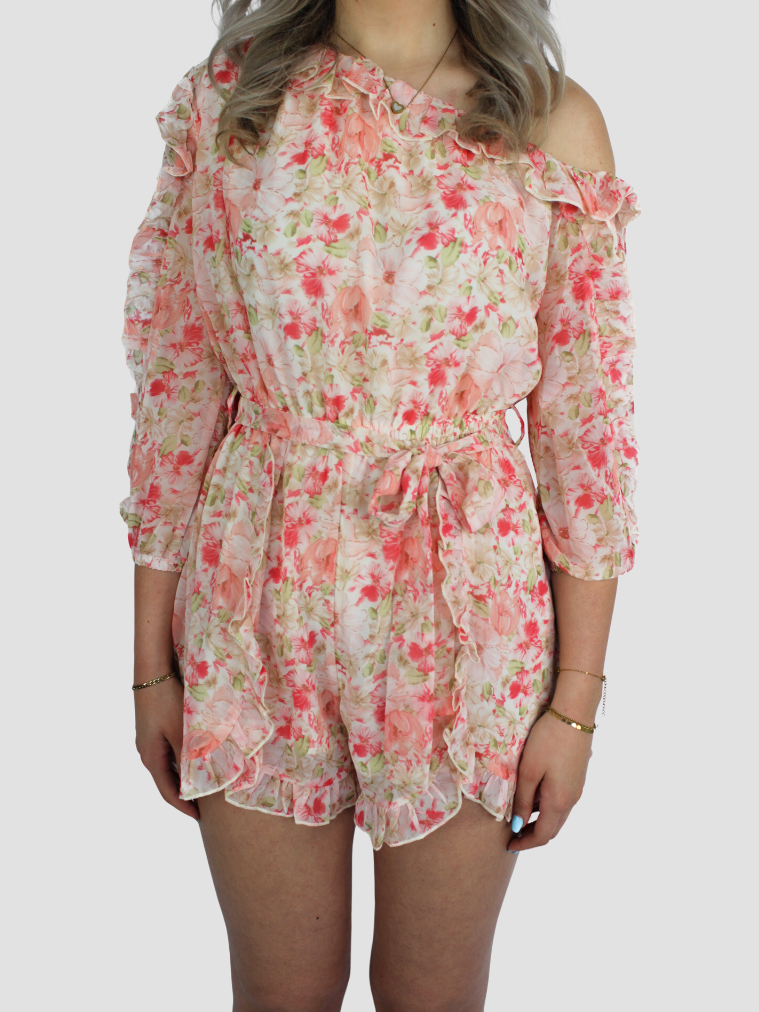 FLORAL PLAYSUIT - PINK