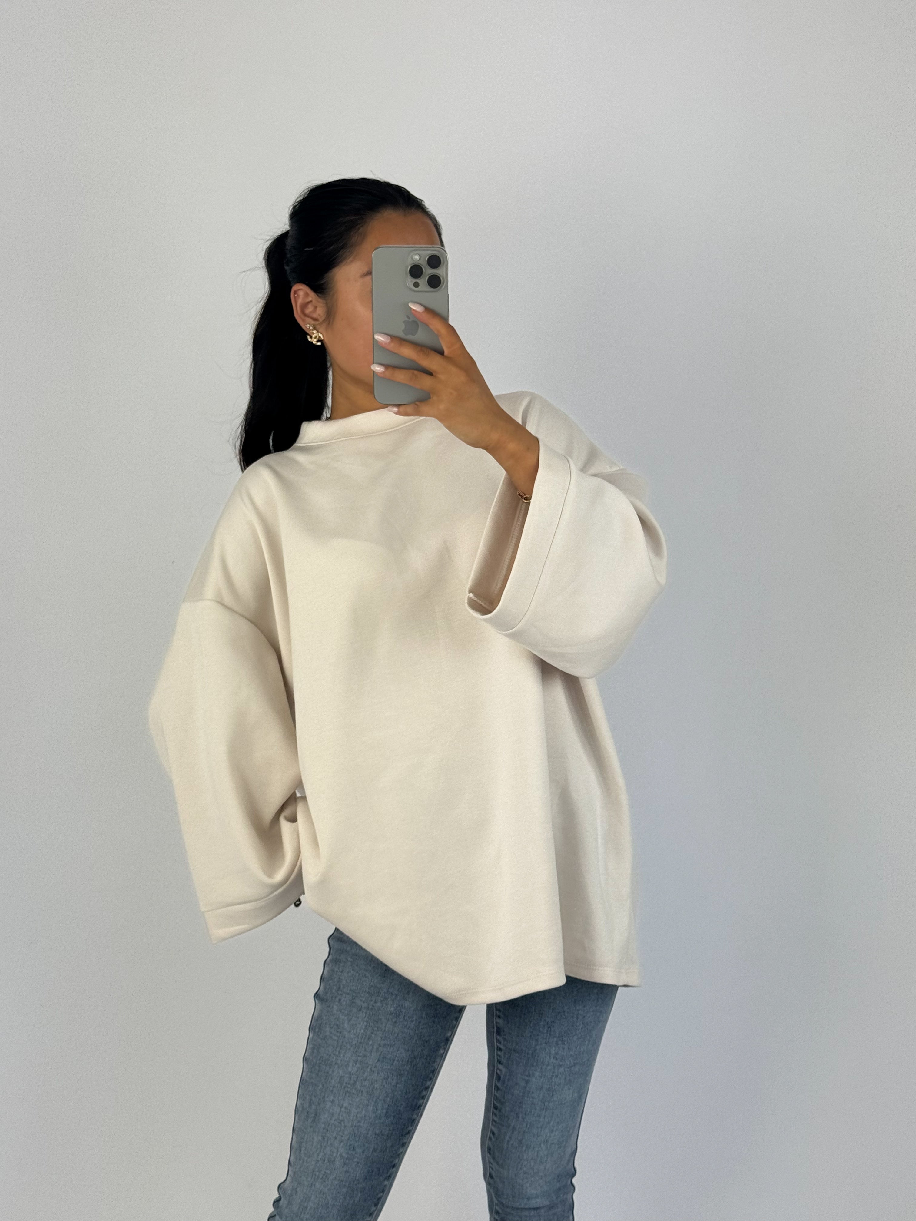 BASIC OVERSIZED SWEATER - CREME