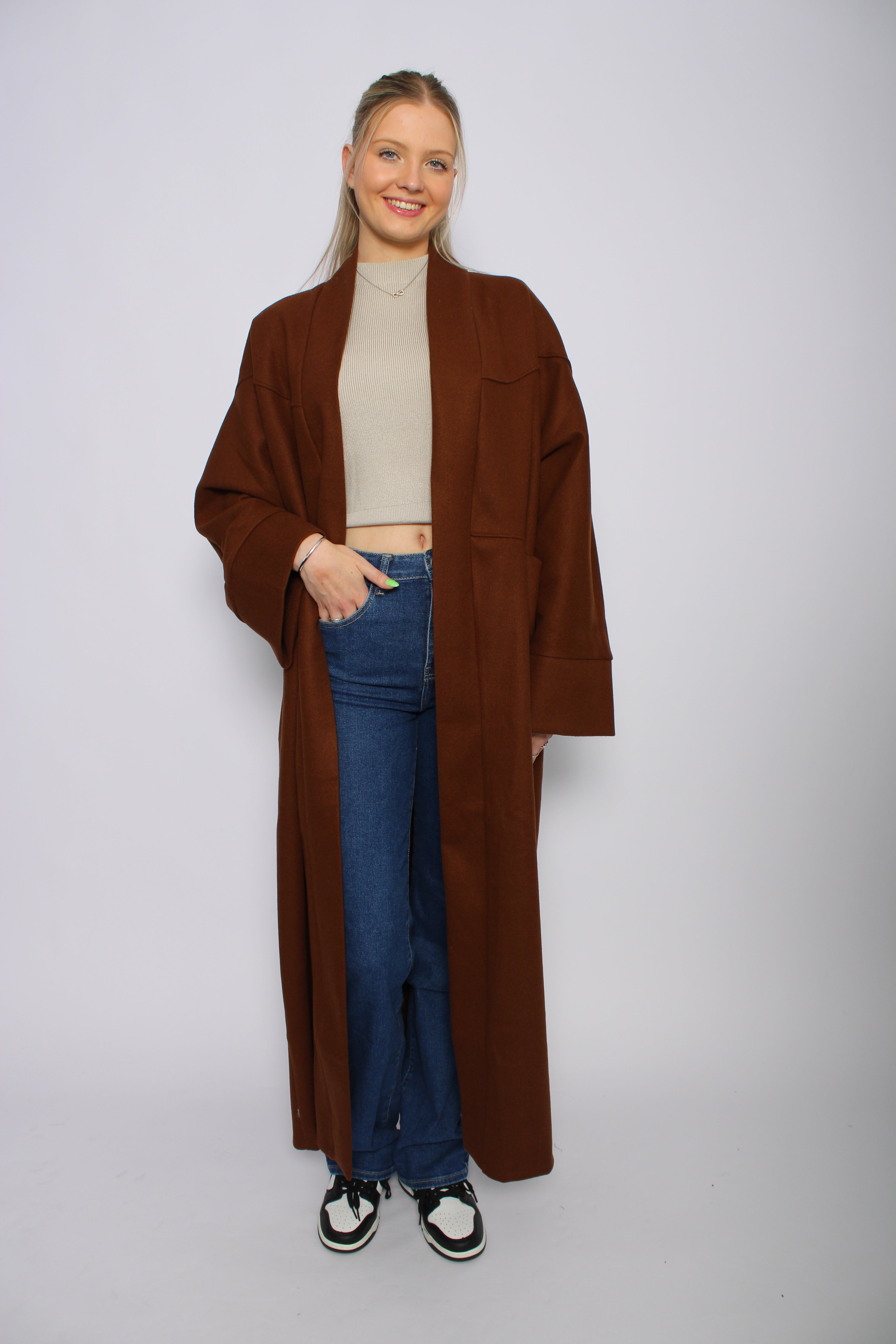 ''TALL'' NYLA KIMONO - BROWN