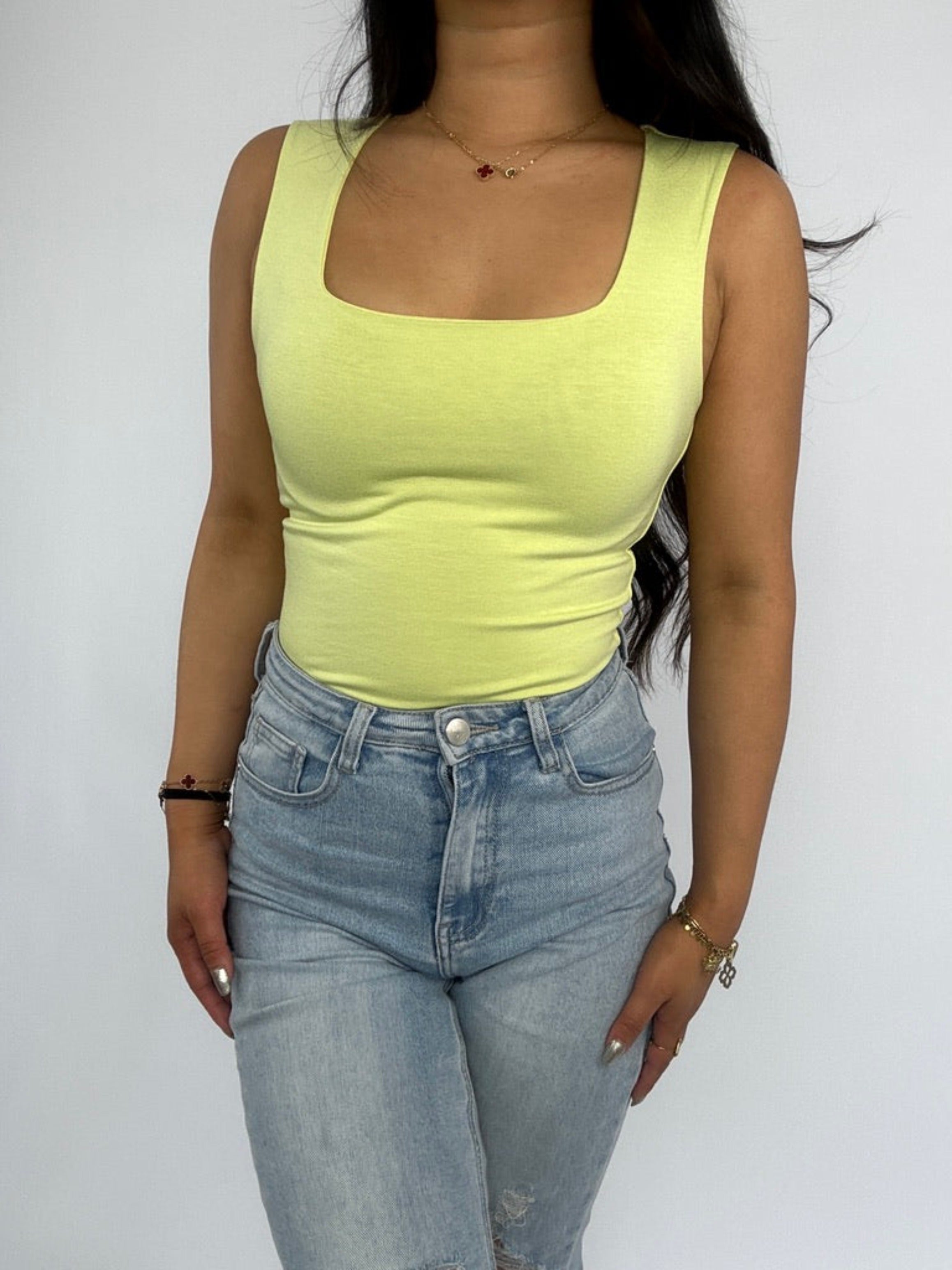 SQUARE TANK TOP - LIME