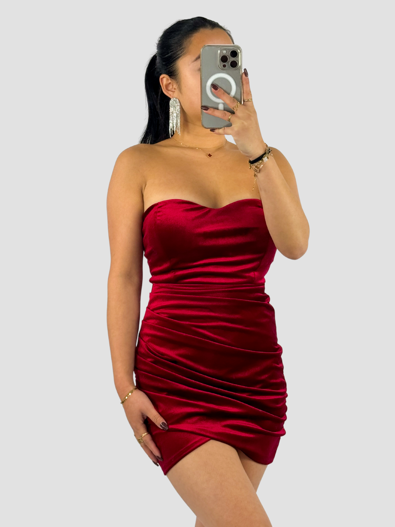 ELLA VELVET DRESS - RED