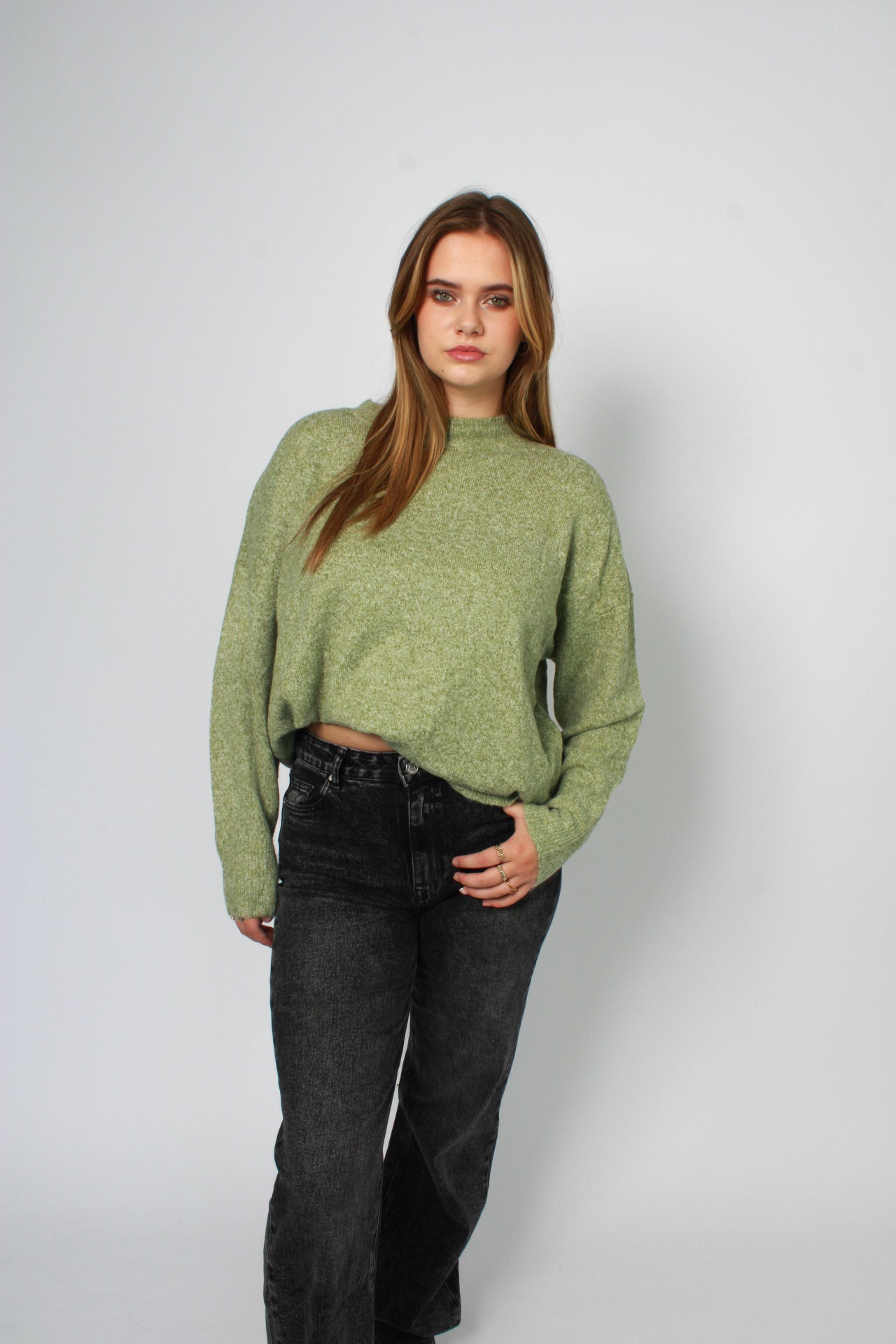 BASIC LONG SWEATER - PISTACHE