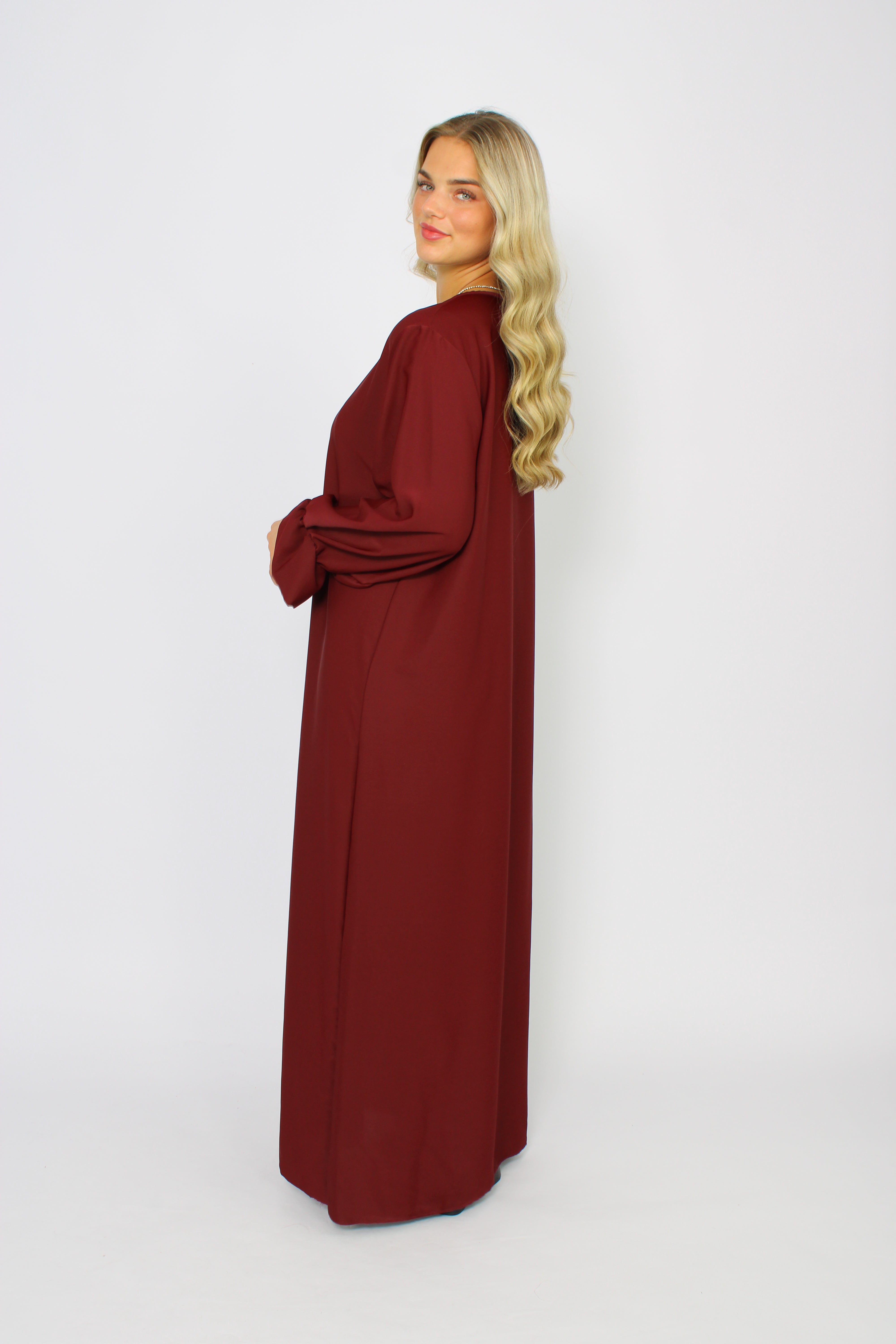 BEYZA SILKY DRESS - BORDEAUX