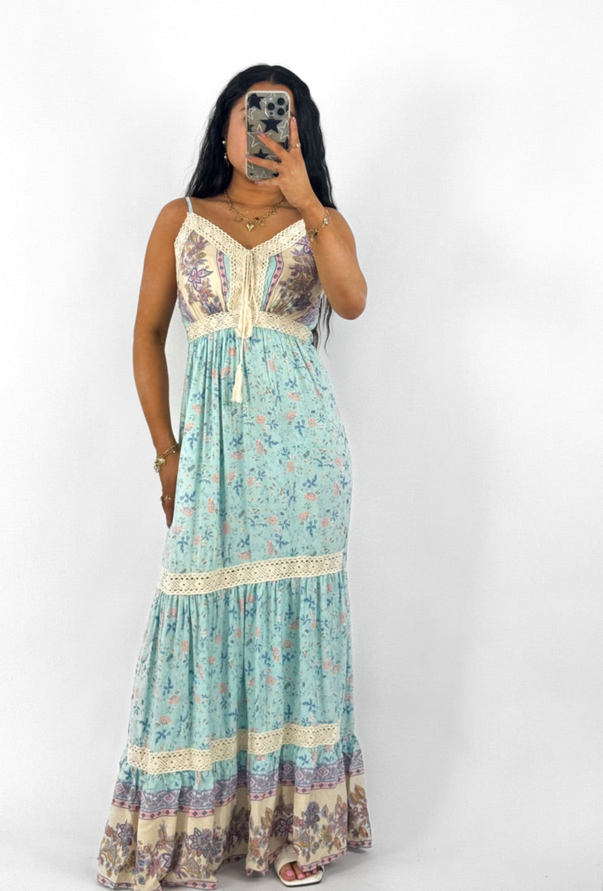 FLORAL DRESS - SKY BLUE