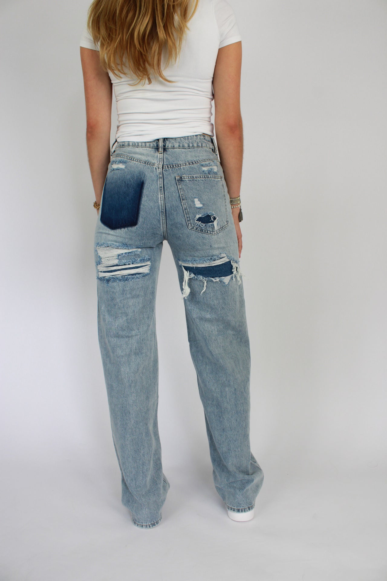 ''TALL'' RIPPED BACK JEANS - DENIM