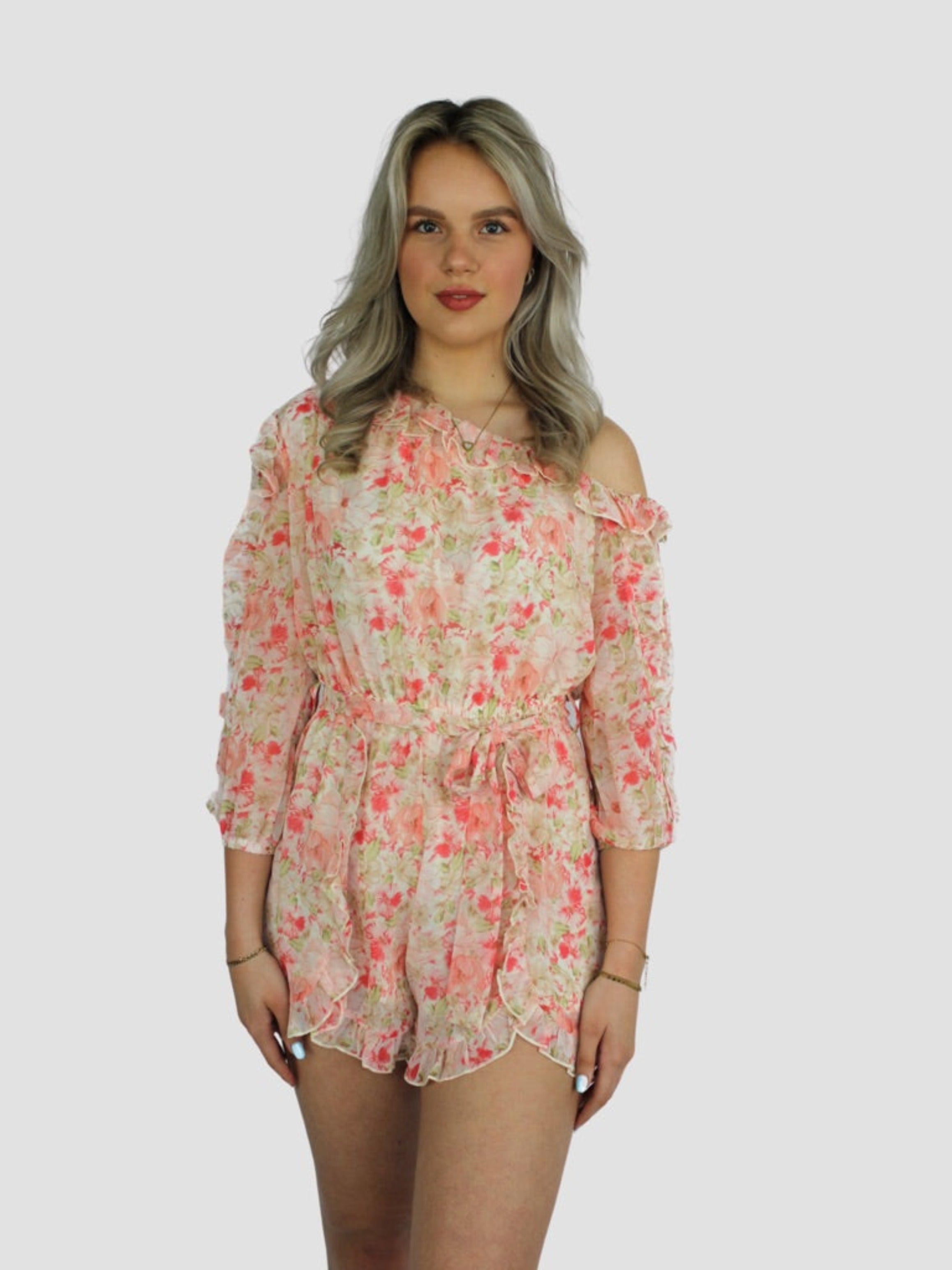 FLORAL PLAYSUIT - PINK