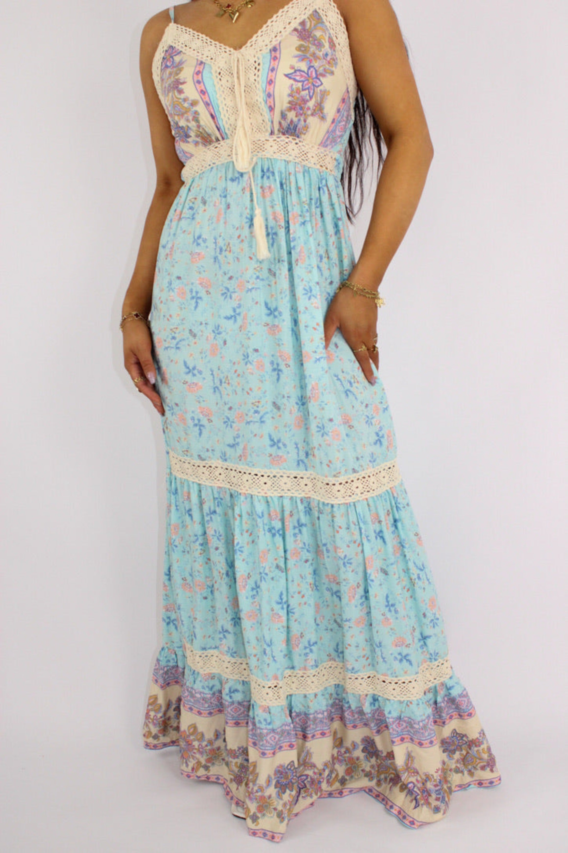 FLORAL DRESS - SKY BLUE