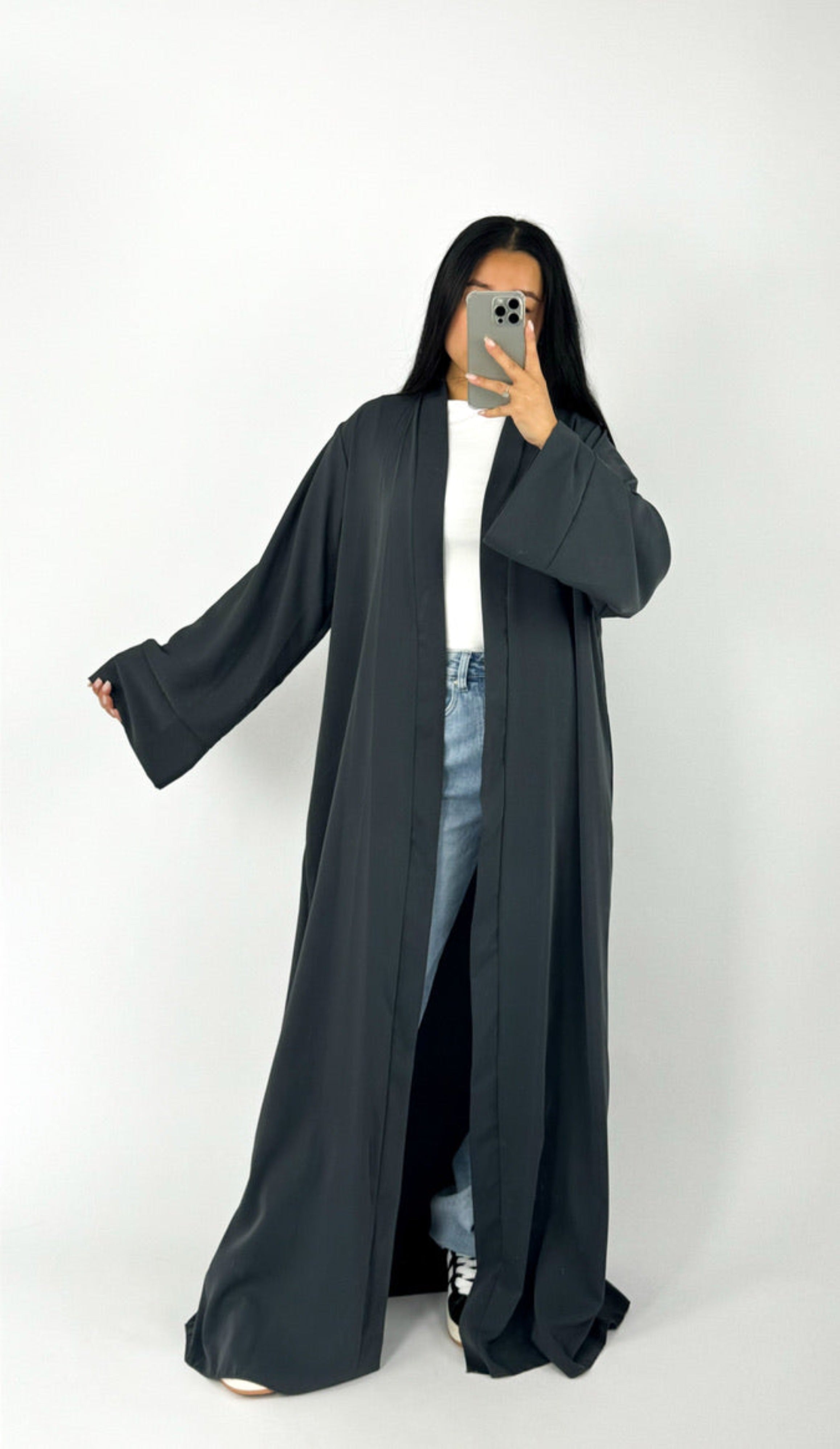 SILKY KIMONO - DARK GREY