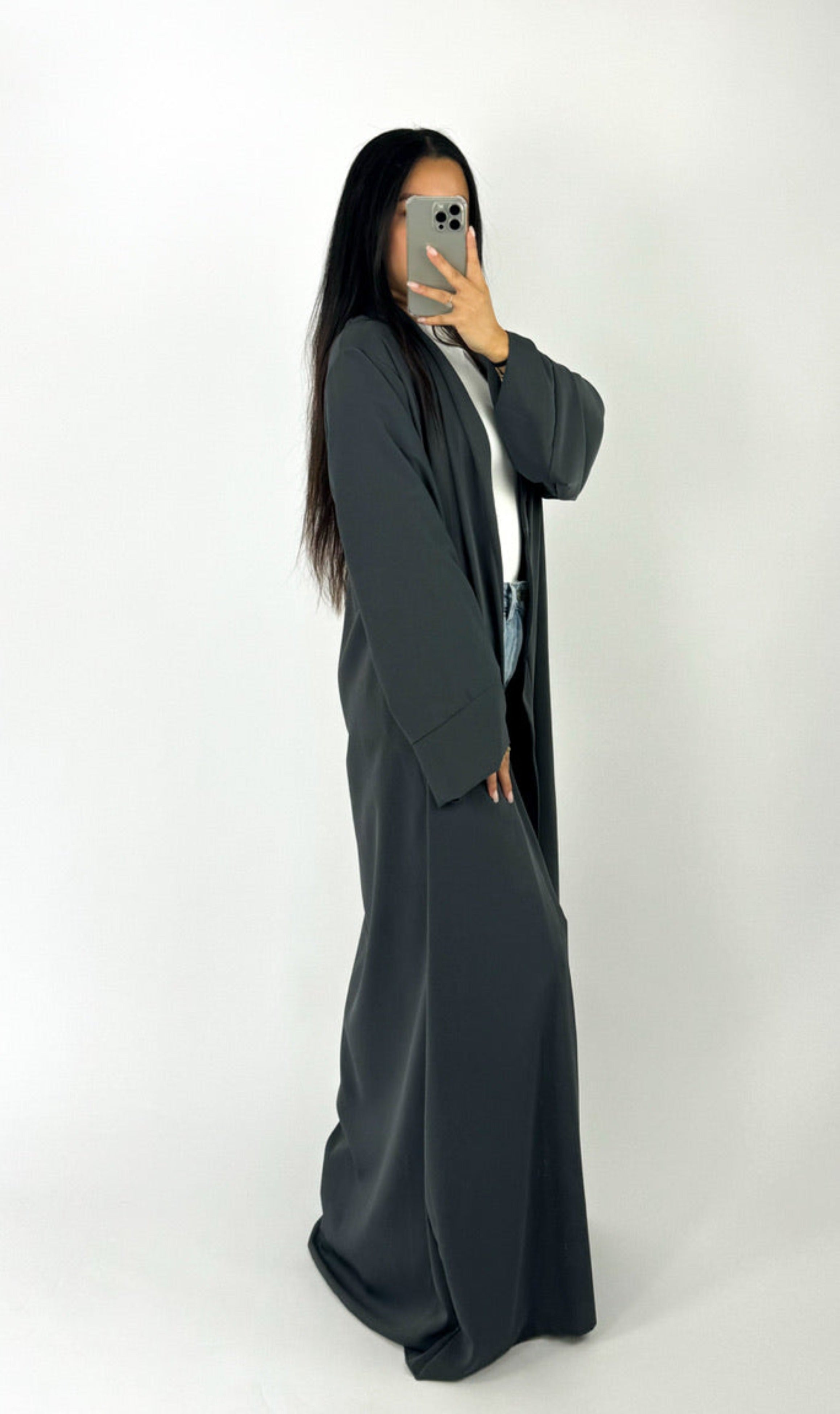 SILKY KIMONO - DARK GREY