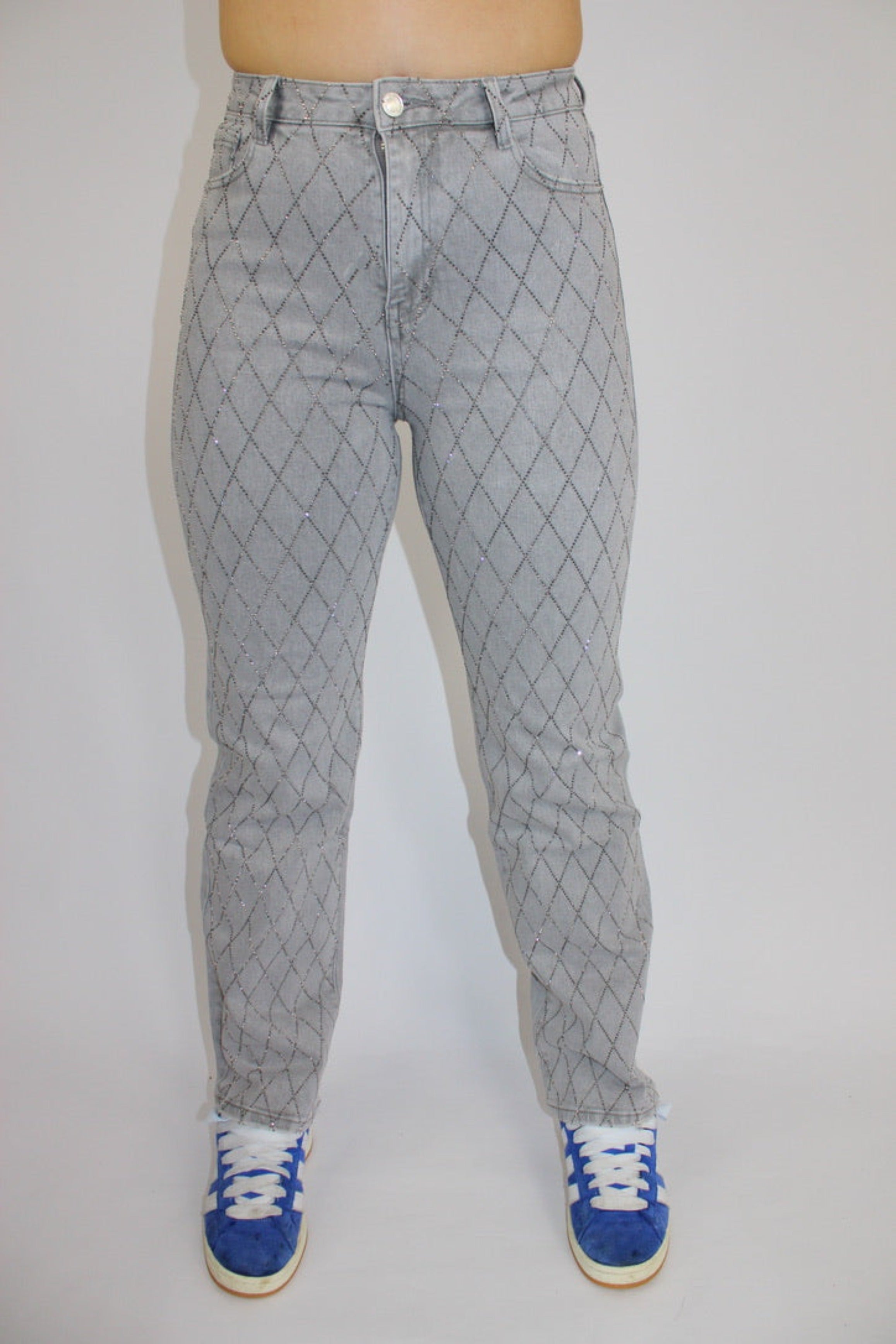 ABBY GLITTER JEANS - LIGHT GREY