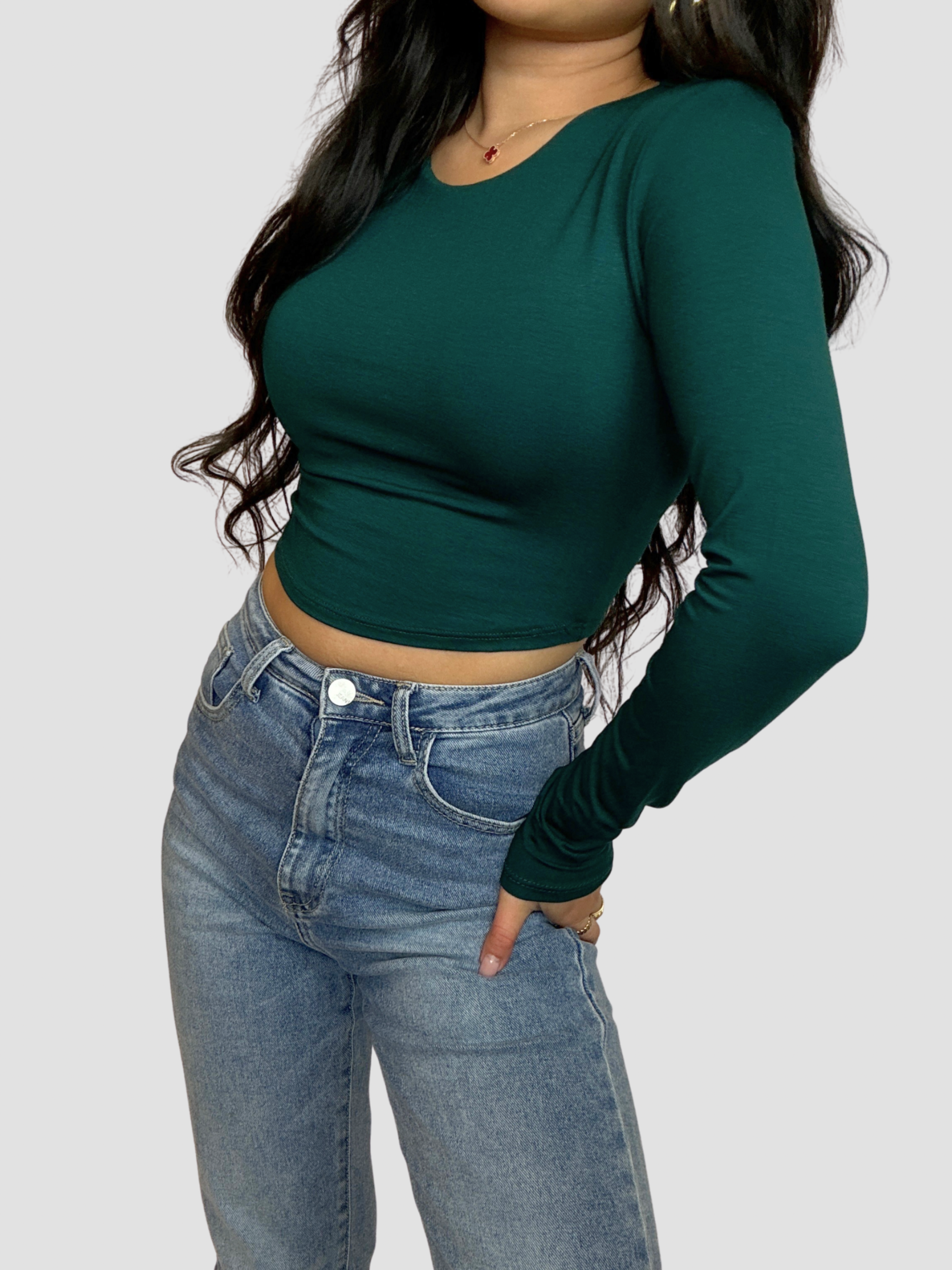 CHUN BASIC TOP - DARK GREEN