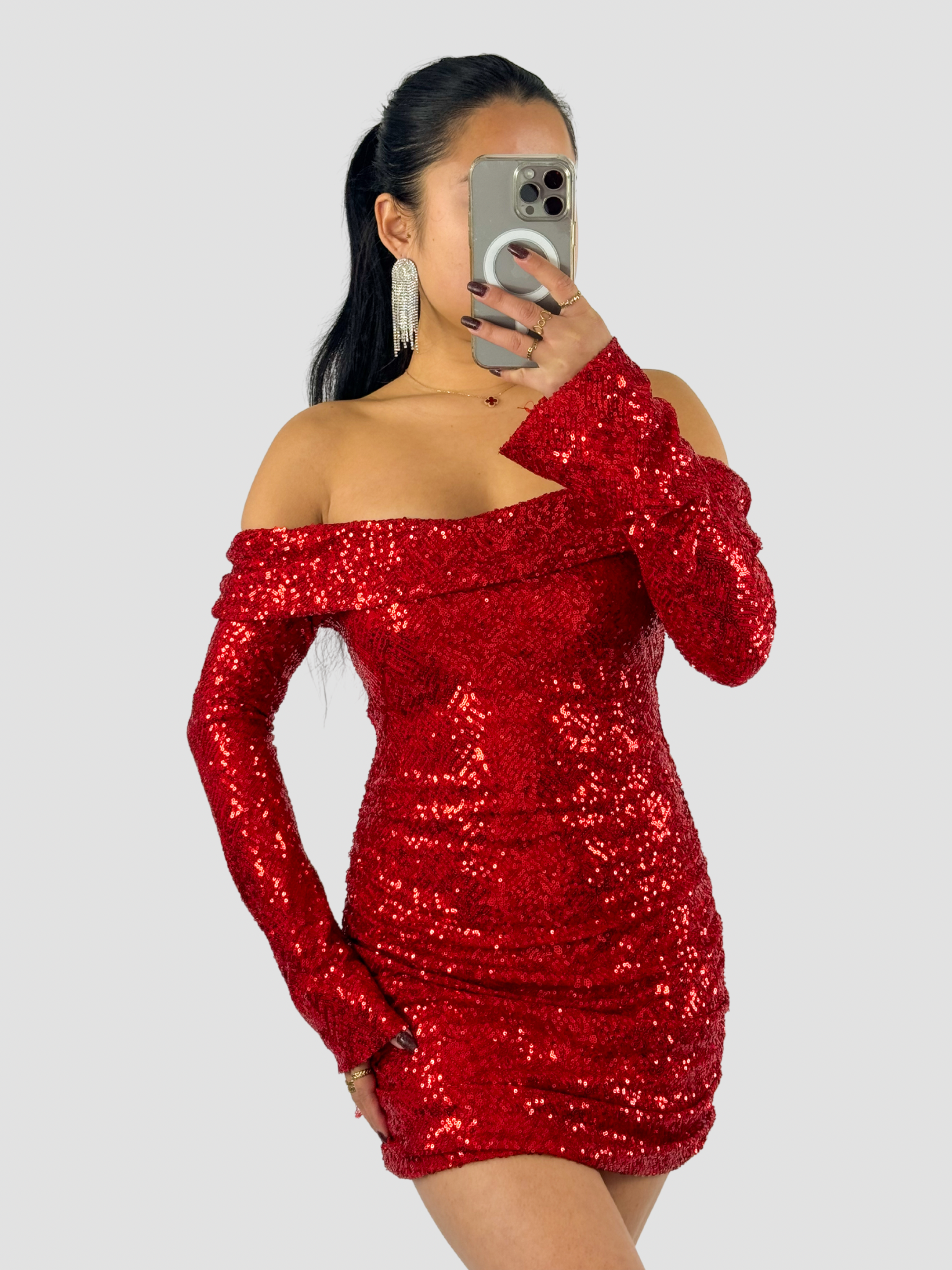 CHLOE SEQUIN DRESS - RED