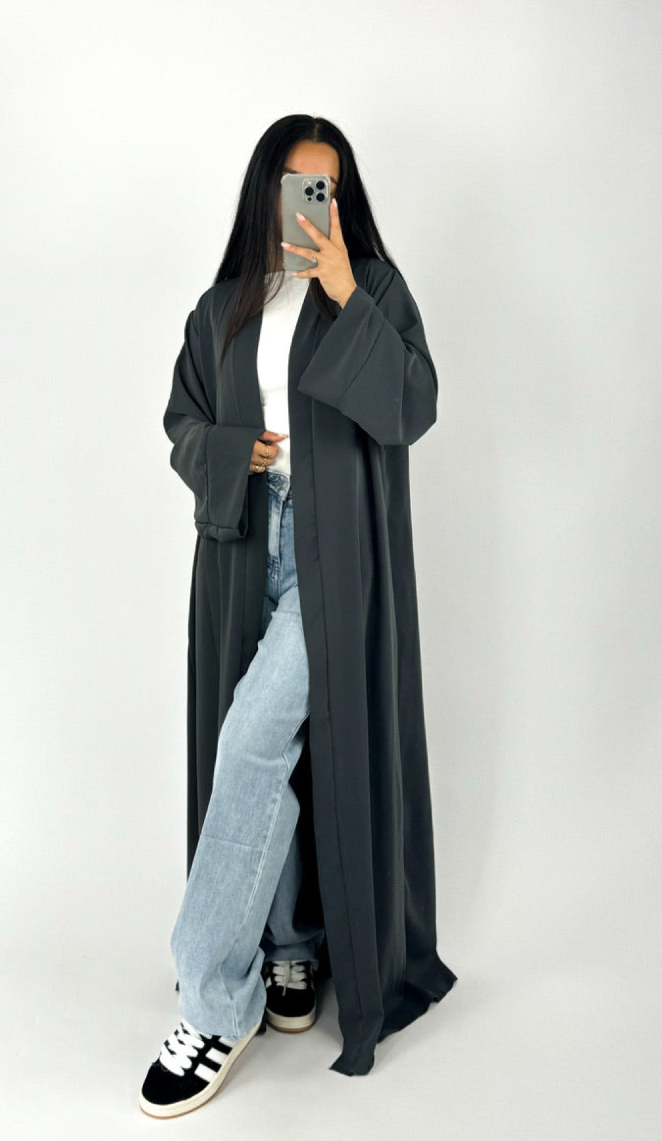 SILKY KIMONO - DARK GREY