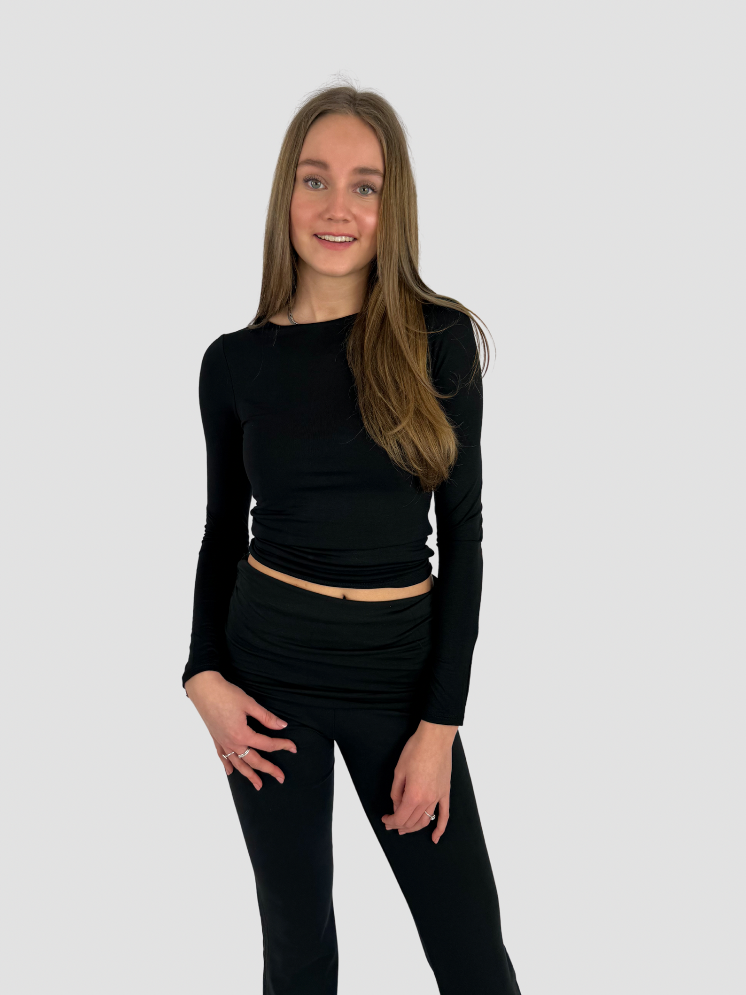 POSY LONG SLEEVE TOP - BLACK