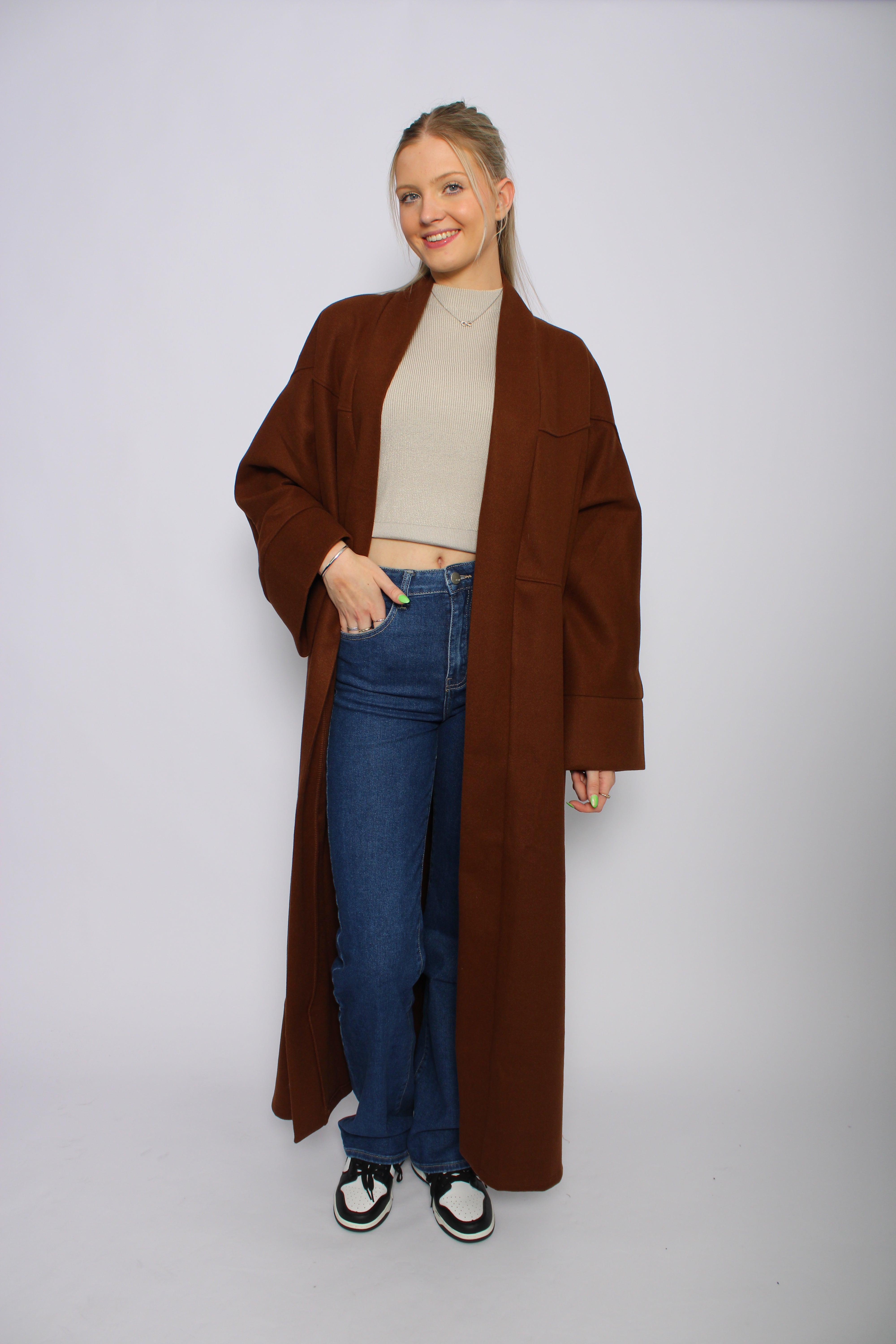 ''TALL'' NYLA KIMONO - BROWN