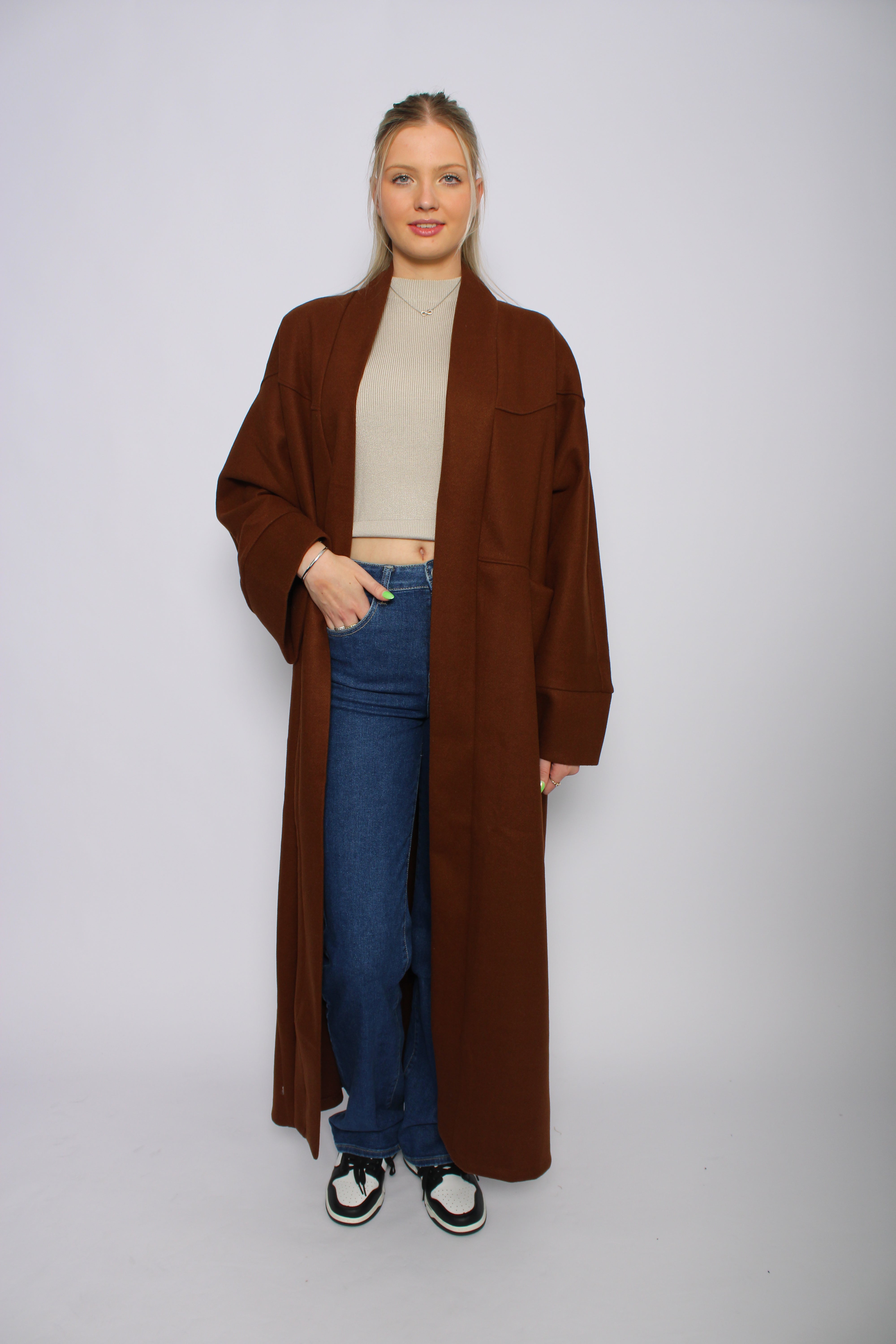 ''TALL'' NYLA KIMONO - BROWN