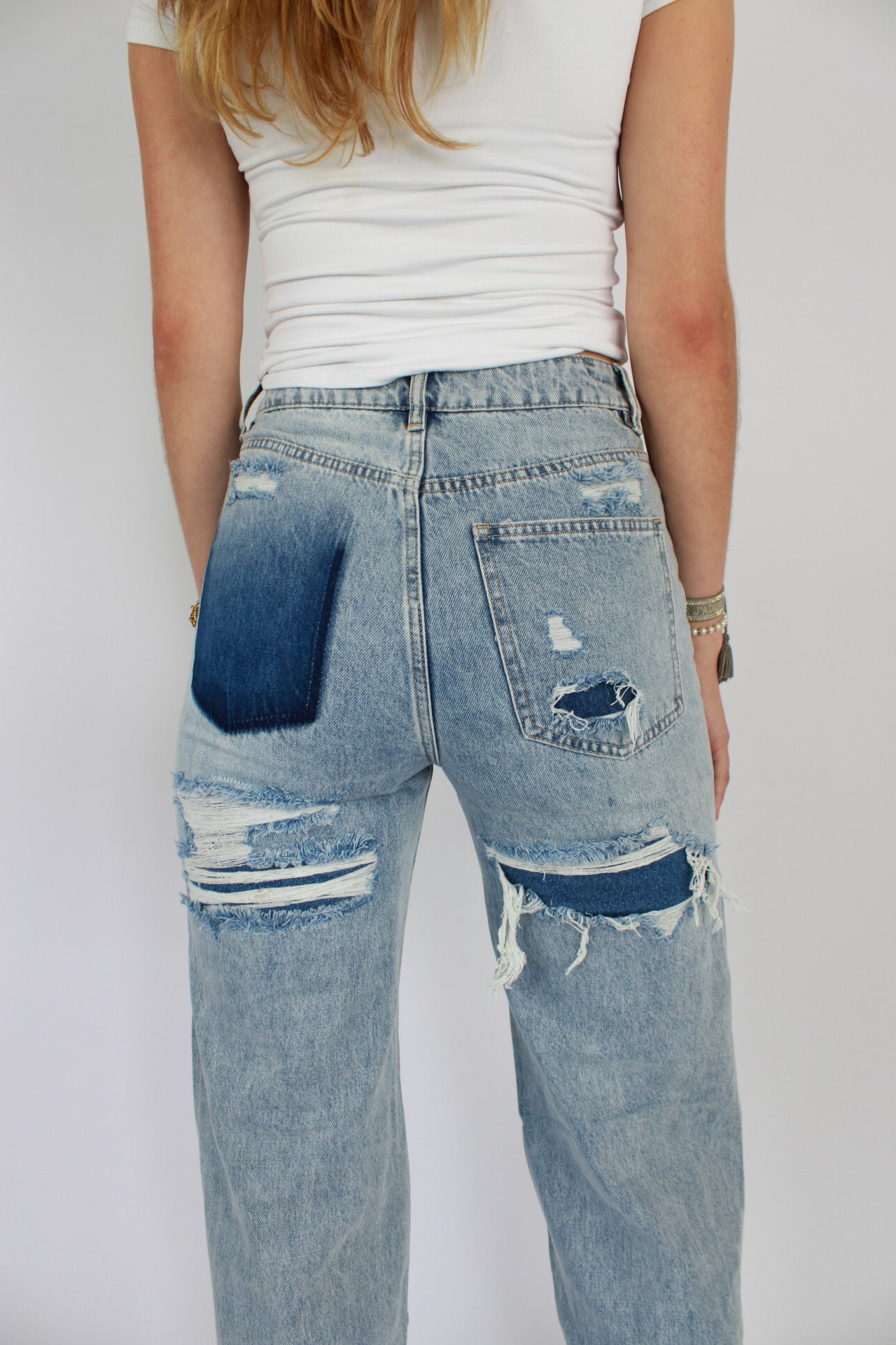 ''TALL'' RIPPED BACK JEANS - DENIM