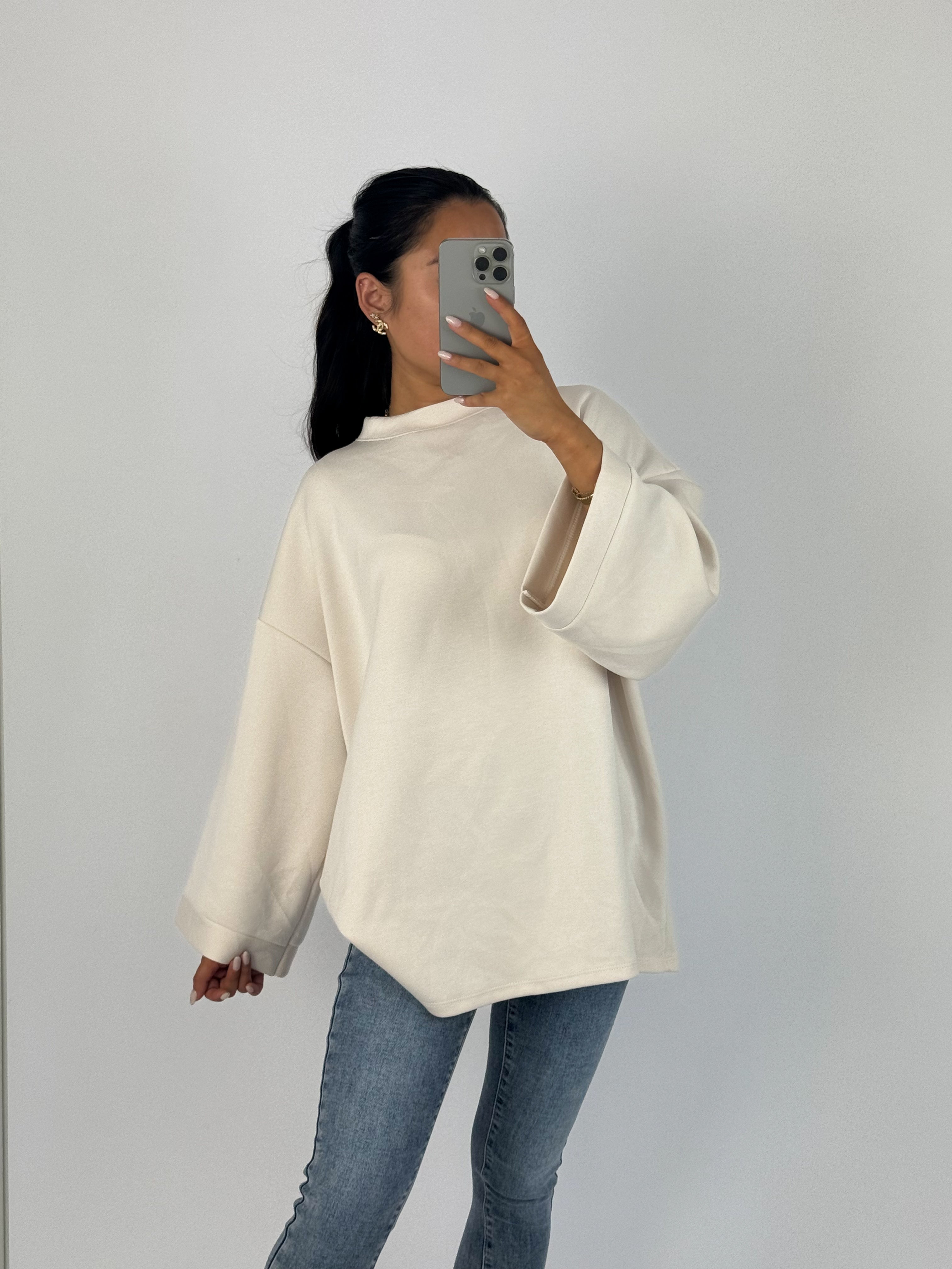 BASIC OVERSIZED SWEATER - CREME