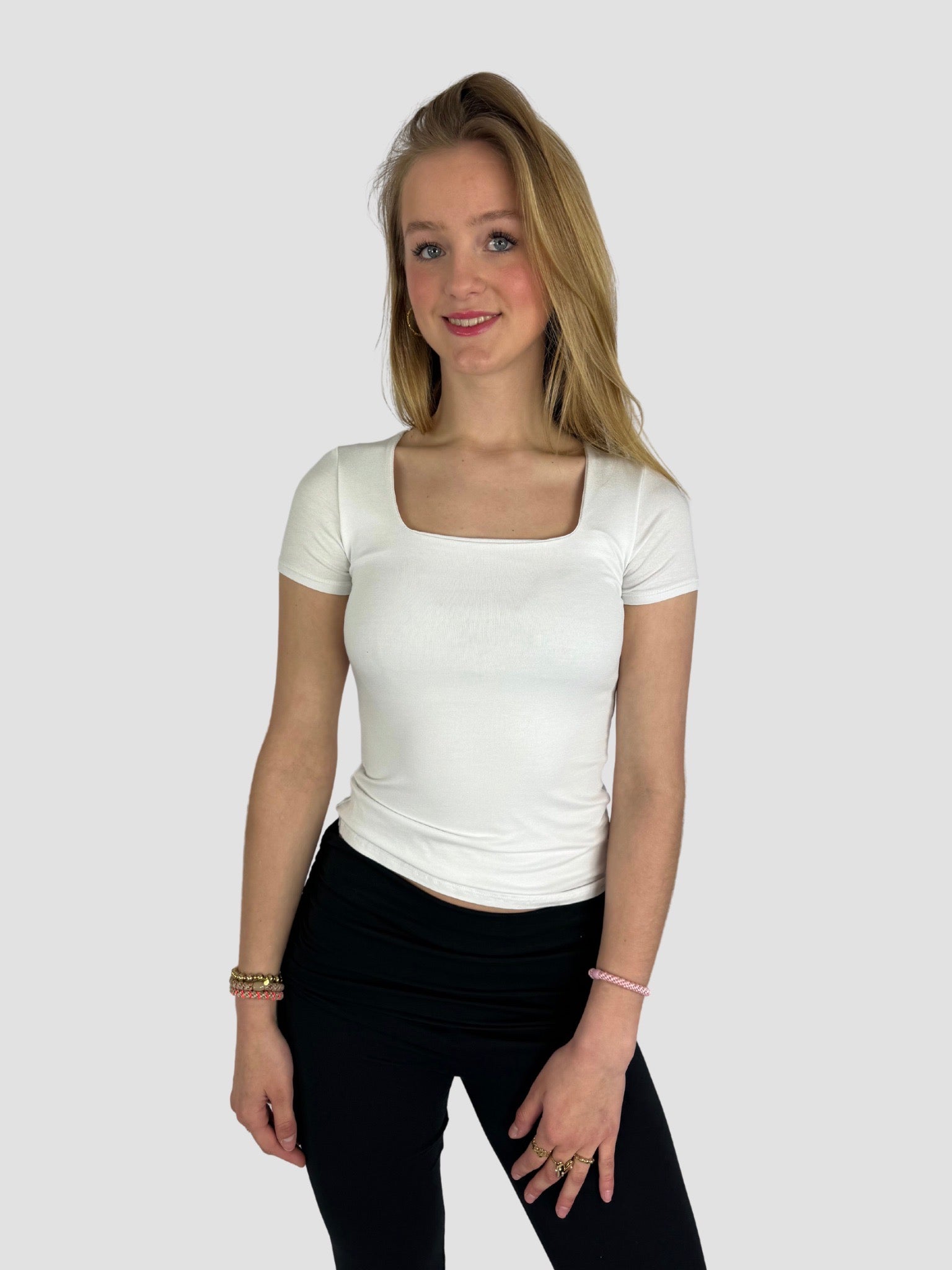 SQUARE SHORT SLEEVE TOP - WHITE