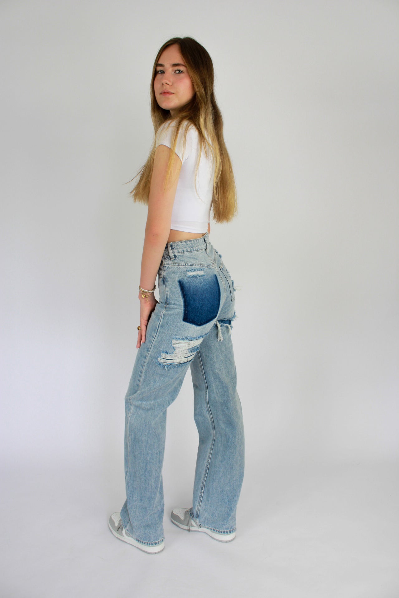 ''TALL'' RIPPED BACK JEANS - DENIM