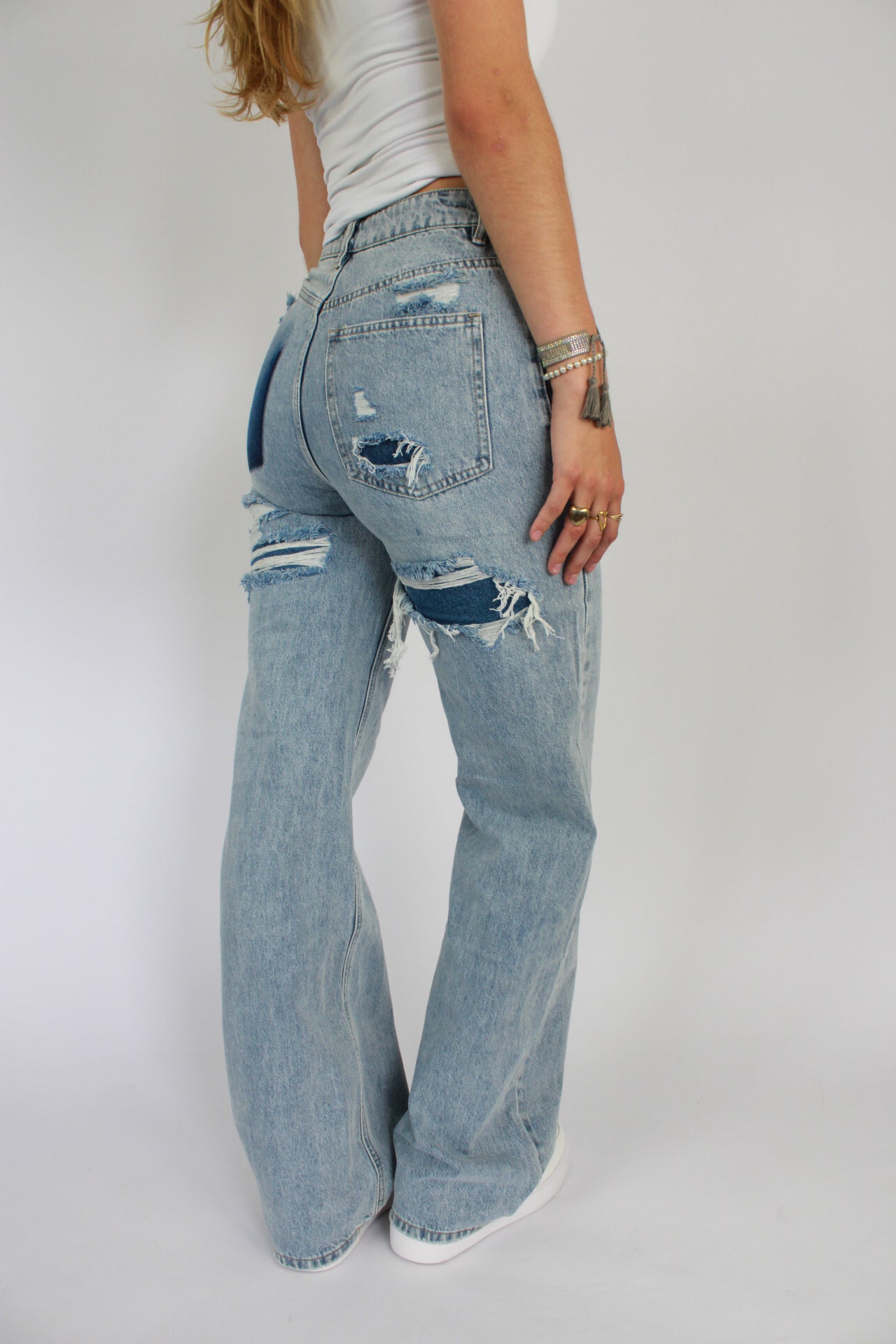 ''TALL'' RIPPED BACK JEANS - DENIM