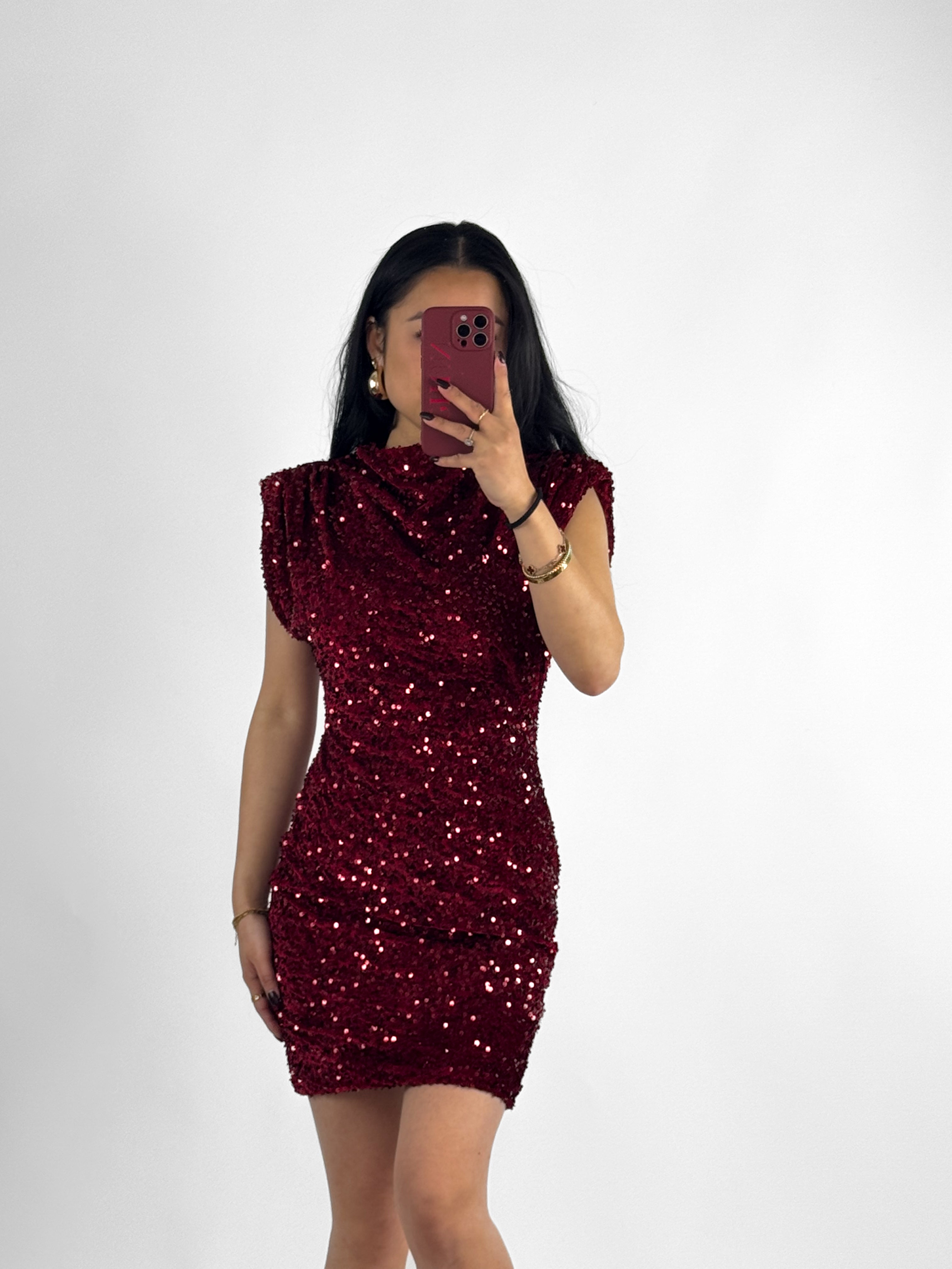 ARIA SEQUIN DRESS - BORDEAUX