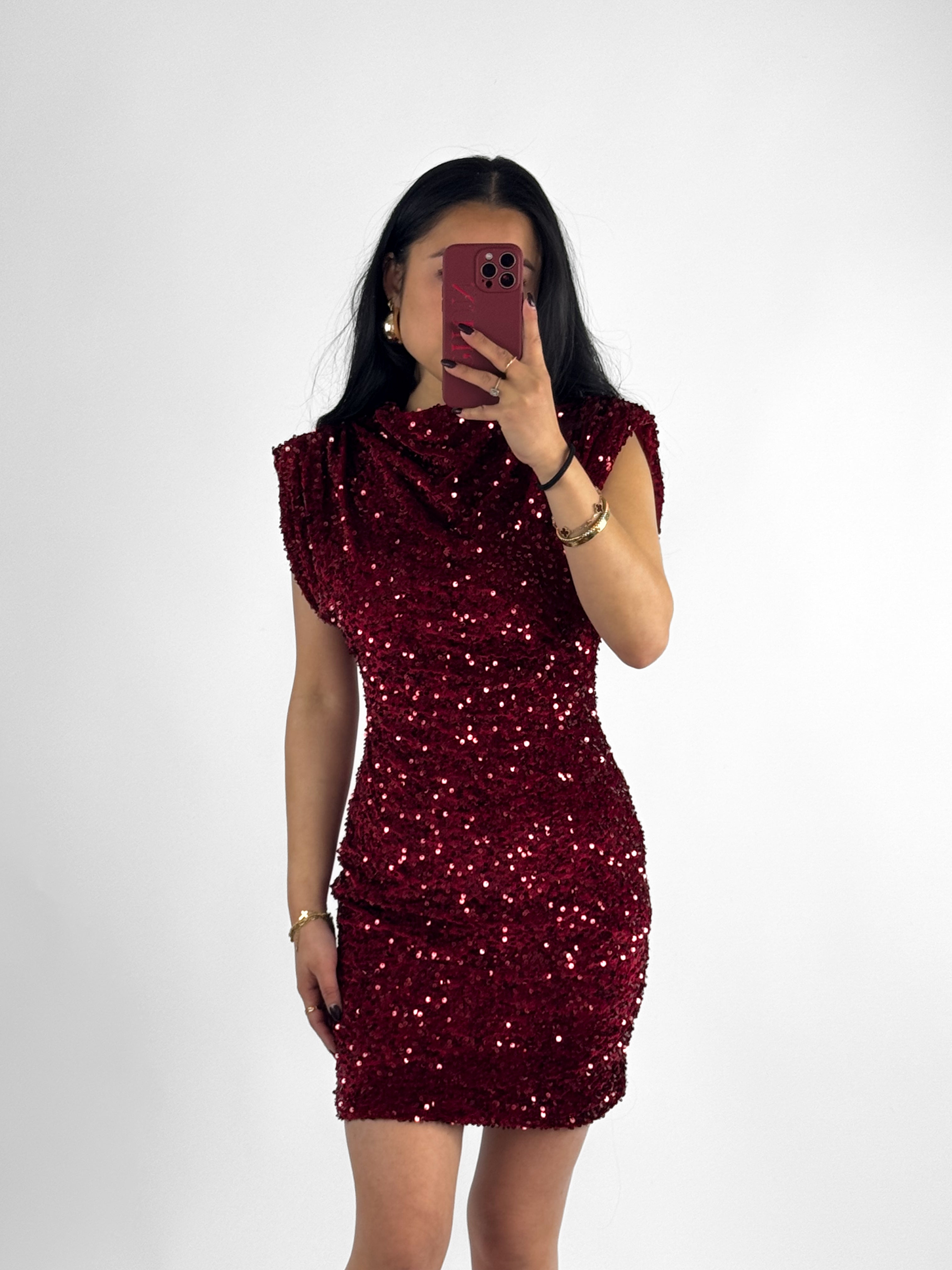 ARIA SEQUIN DRESS - BORDEAUX