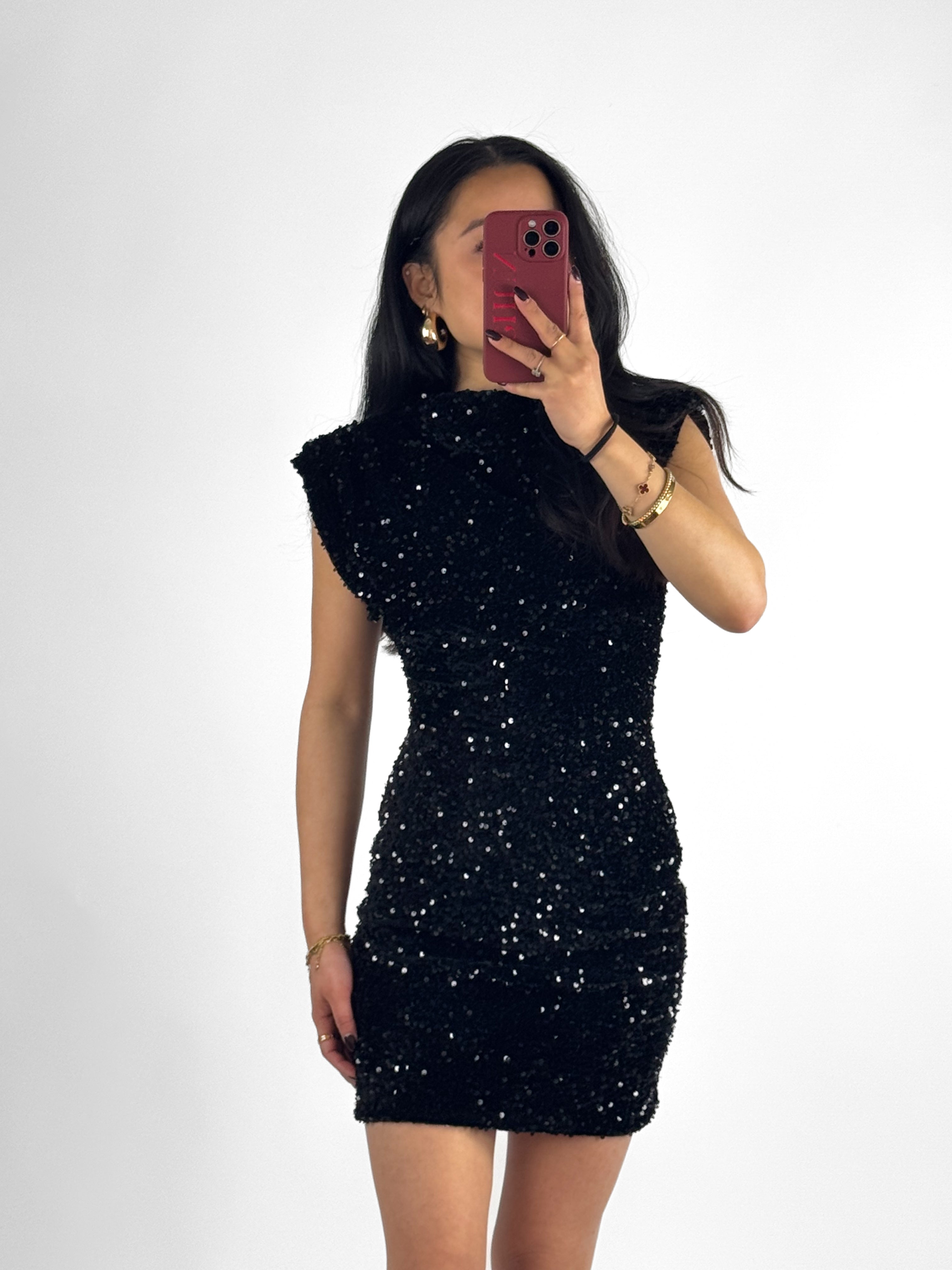 ARIA SEQUIN DRESS - BLACK