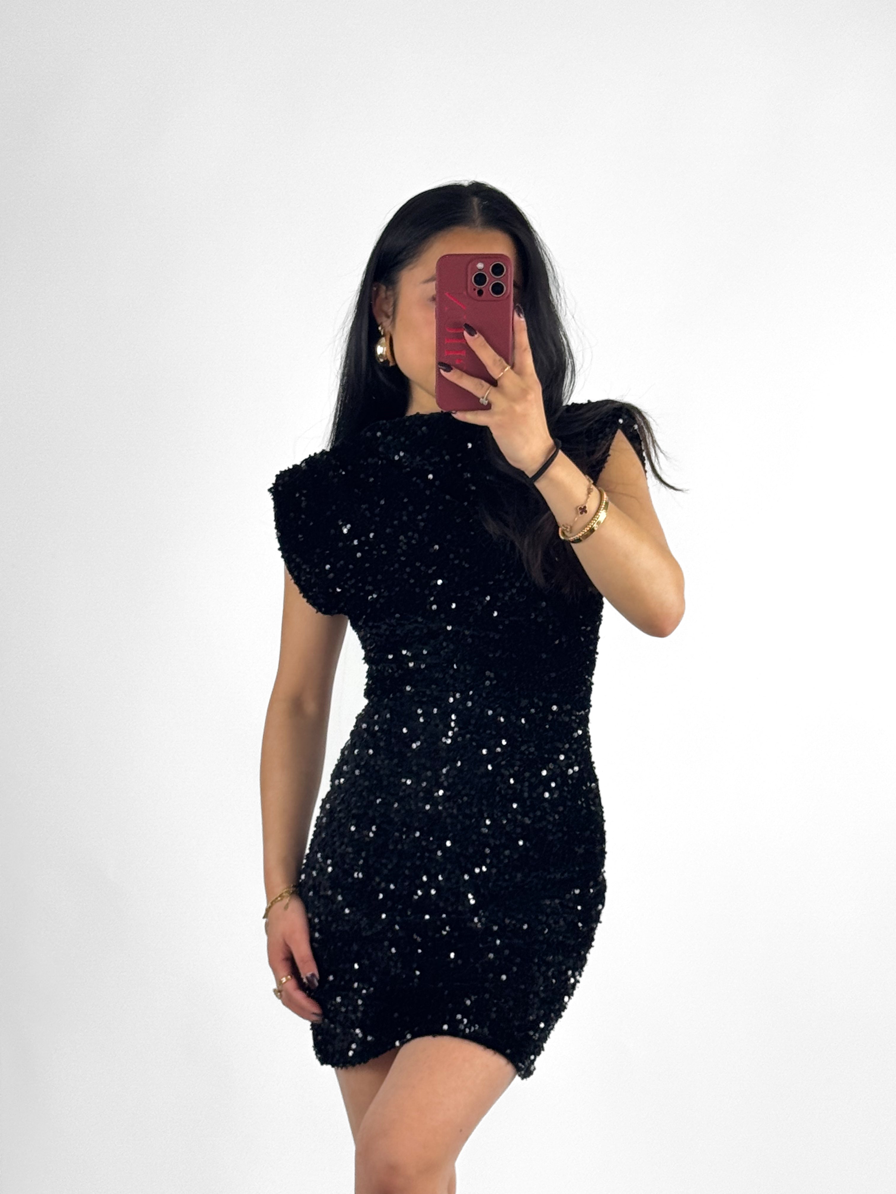 ARIA SEQUIN DRESS - BLACK