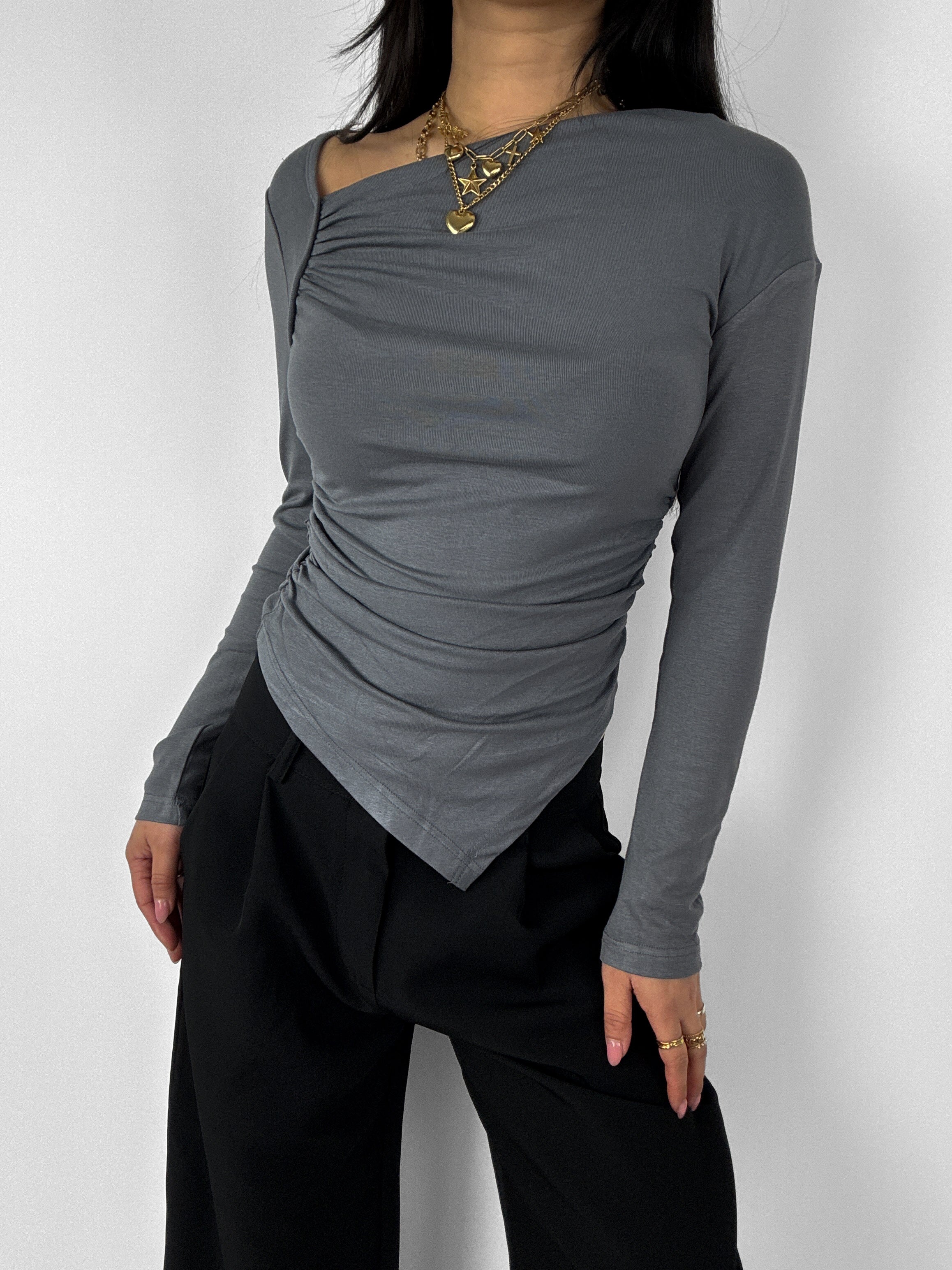 RUBY TOP - DARK GREY