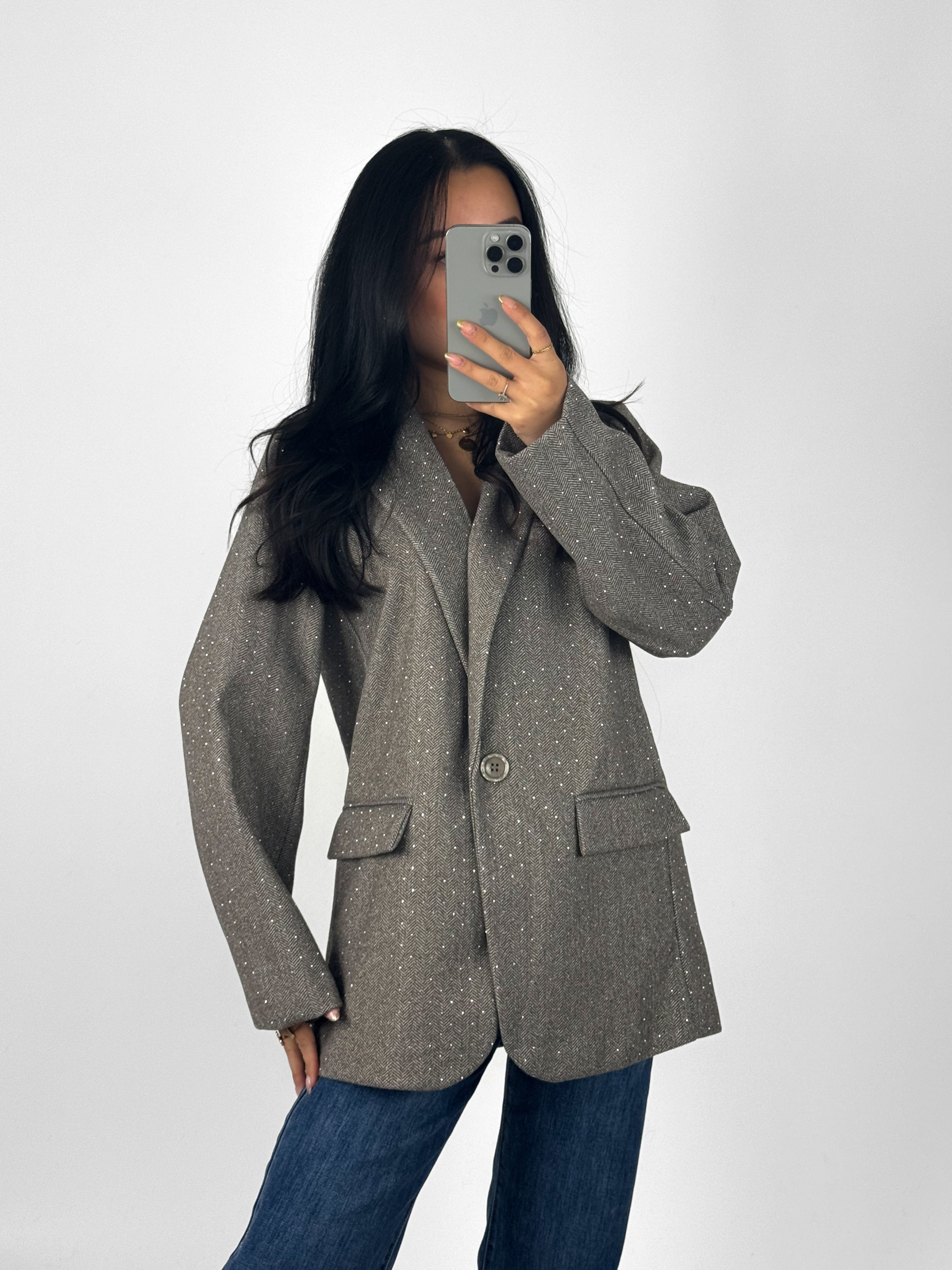 STRASS BLAZER - TAUPE