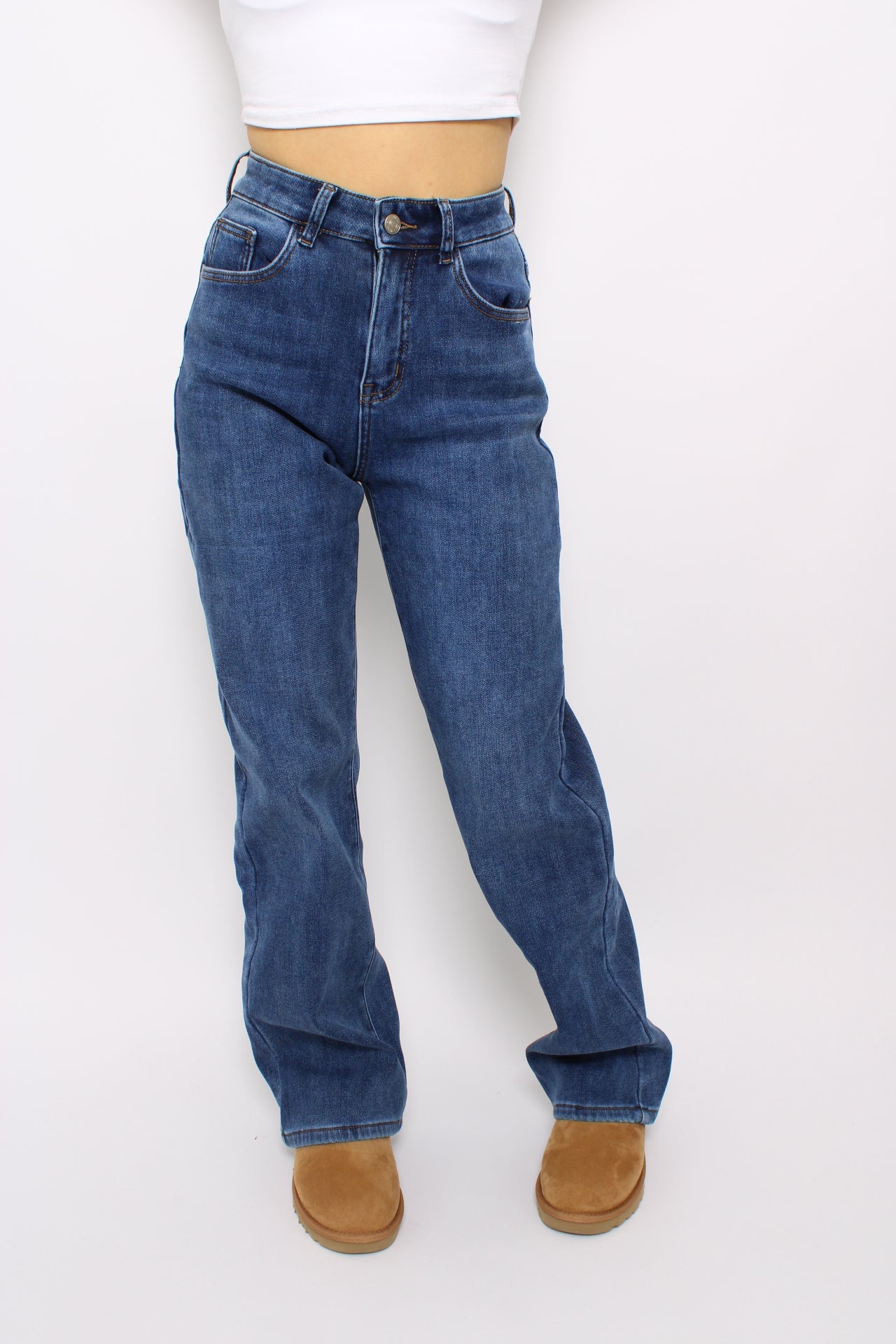 FLEECE JEANS - DARK DENIM