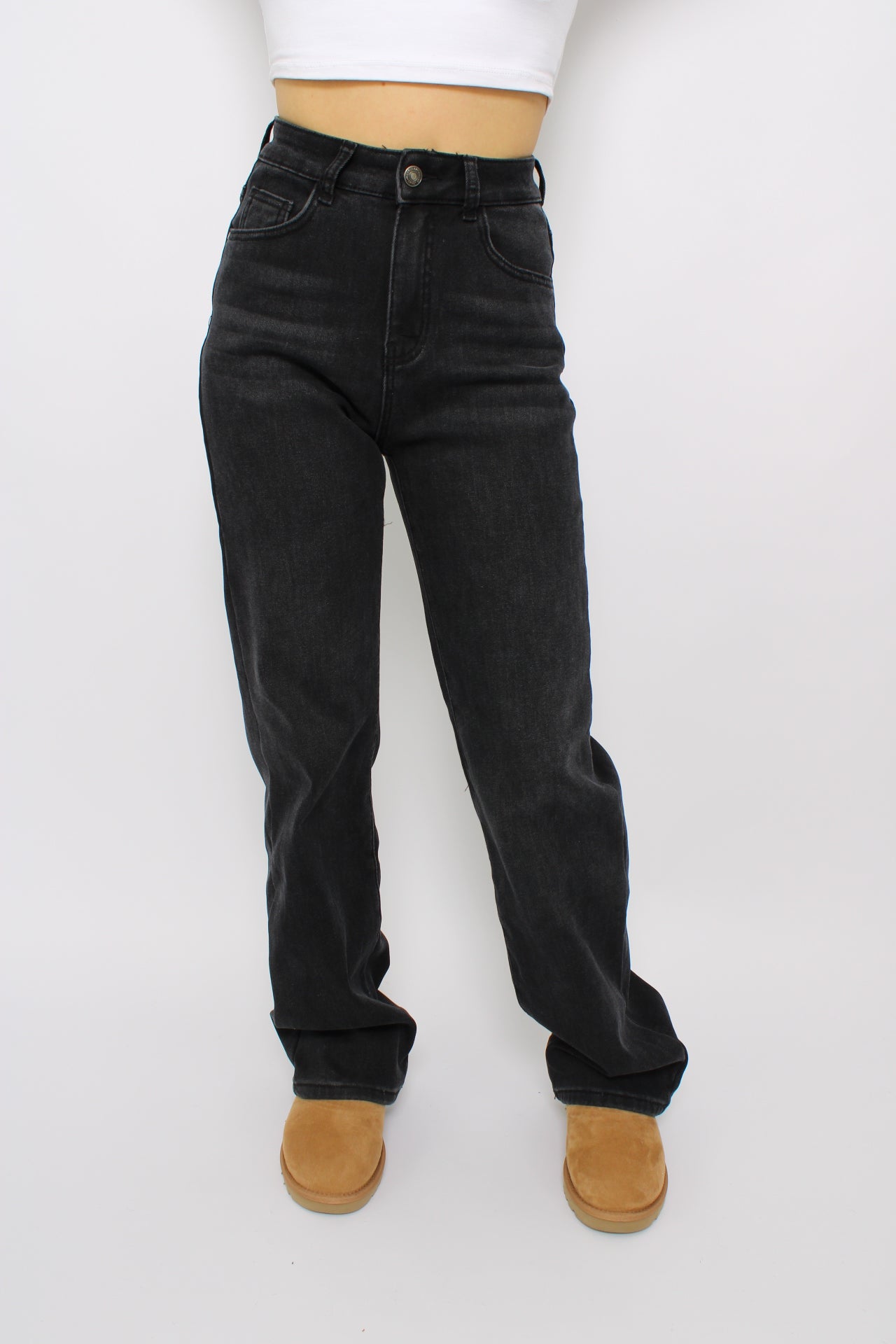 FLEECE JEANS - BLACK