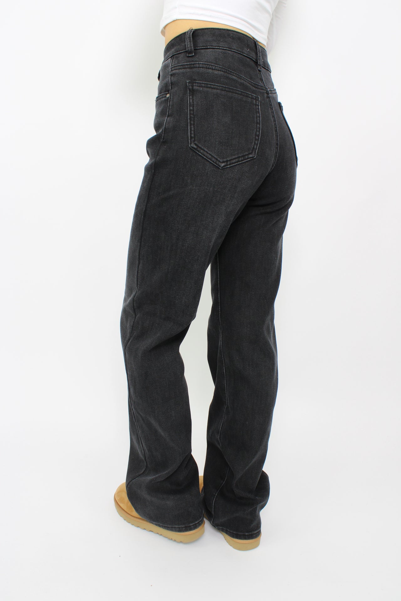 FLEECE JEANS - BLACK