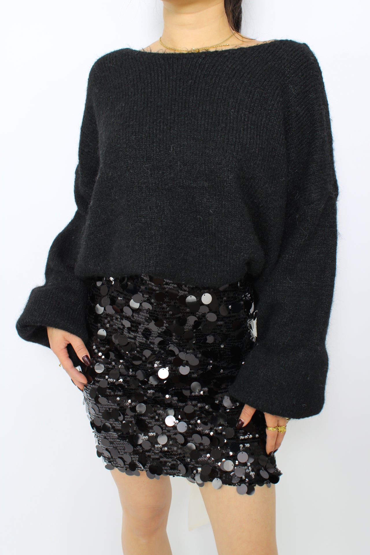 BOW KNIT - BLACK