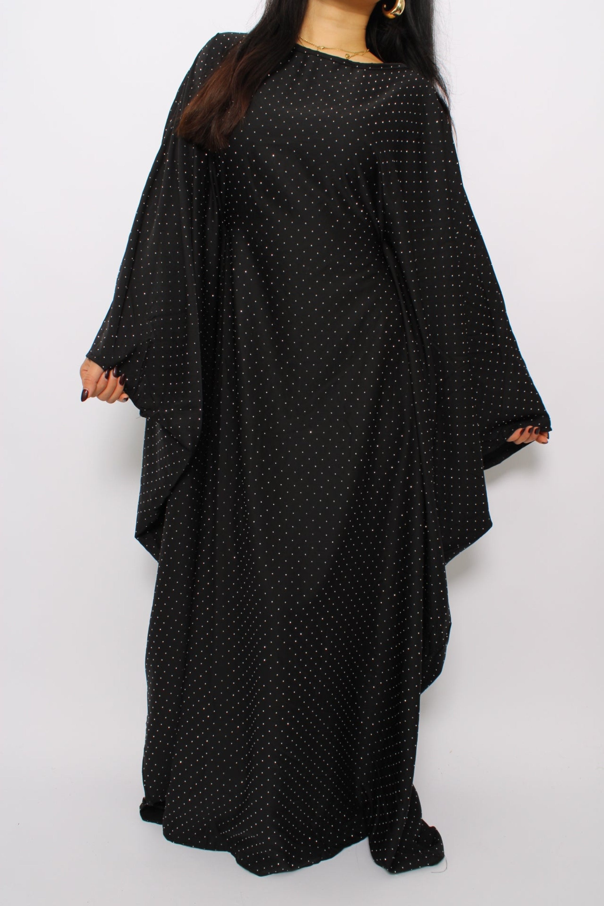 RHINESTONE ABAYA - BLACK