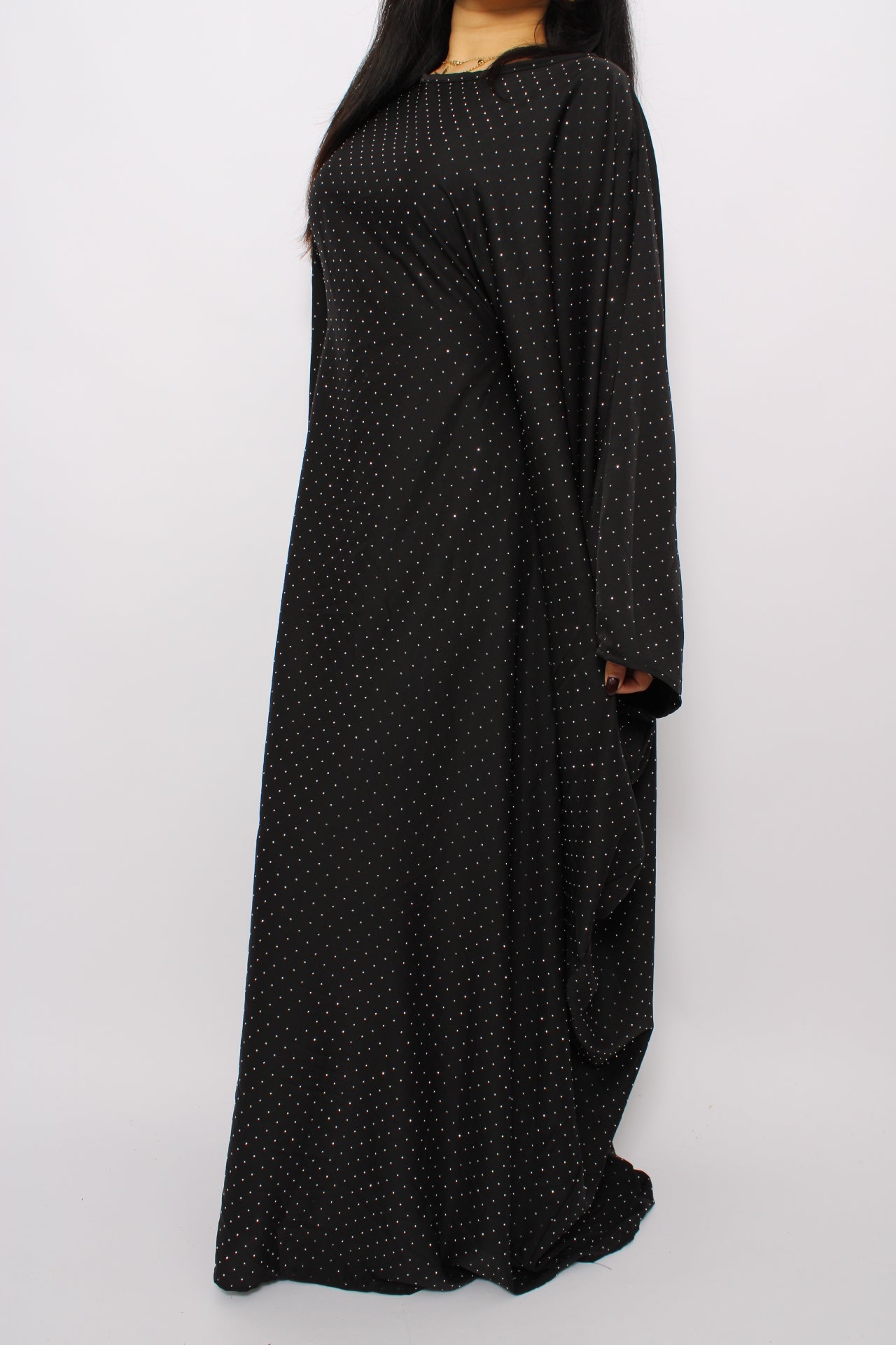 RHINESTONE ABAYA - BLACK