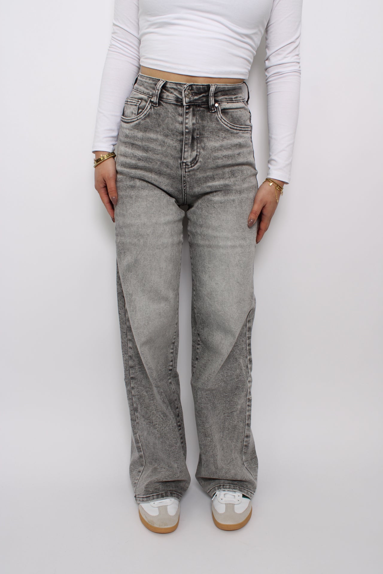 WIDE LEG JEANS - LIGHT GREY