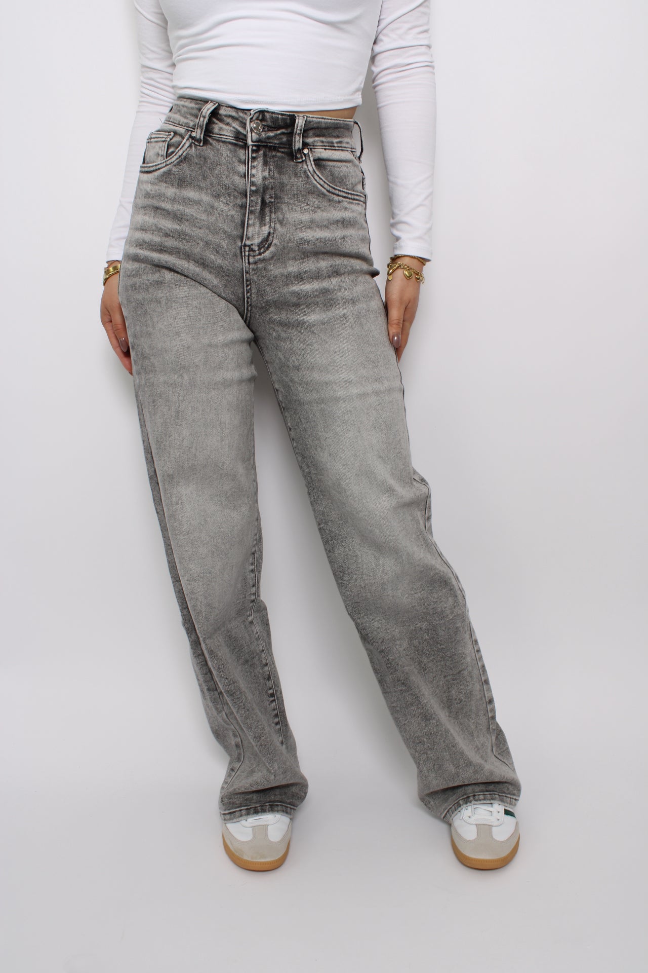 WIDE LEG JEANS - LIGHT GREY