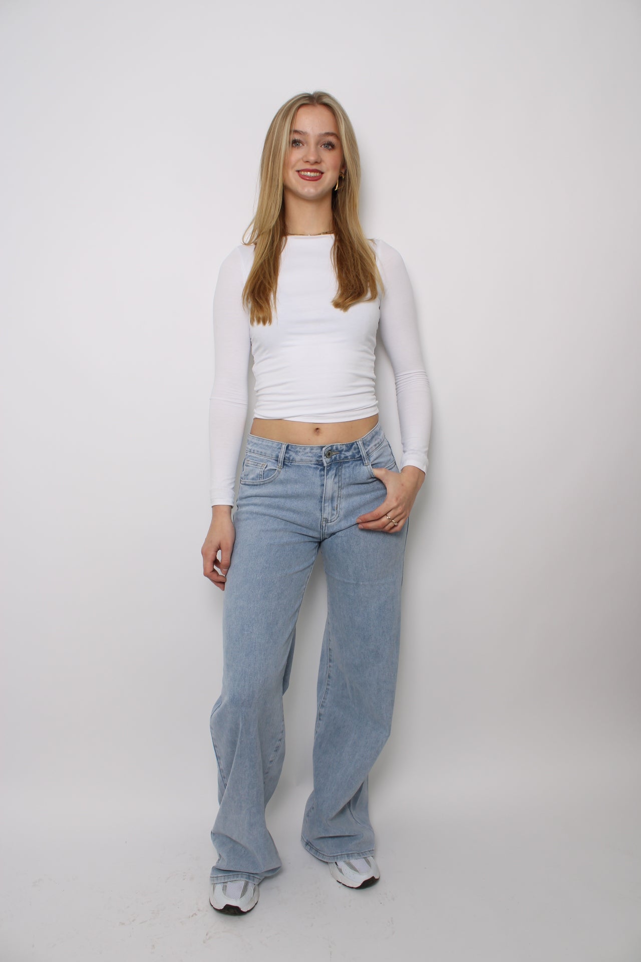 ''TALL'' MID WAIST WIDE LEG JEANS 8558-1 - LIGHT DENIM