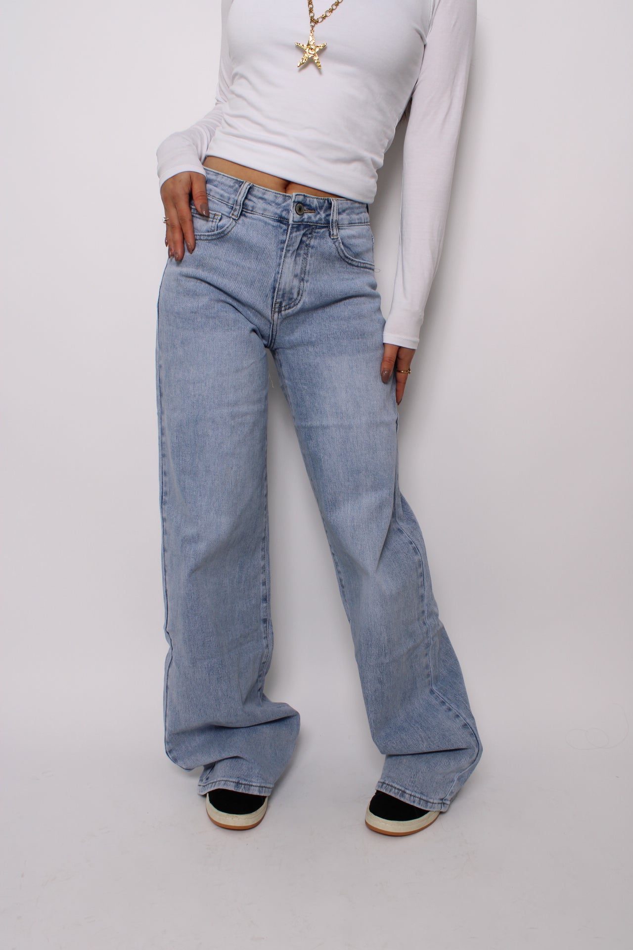 ''TALL'' MID WAIST WIDE LEG JEANS 8558-3-  DENIM