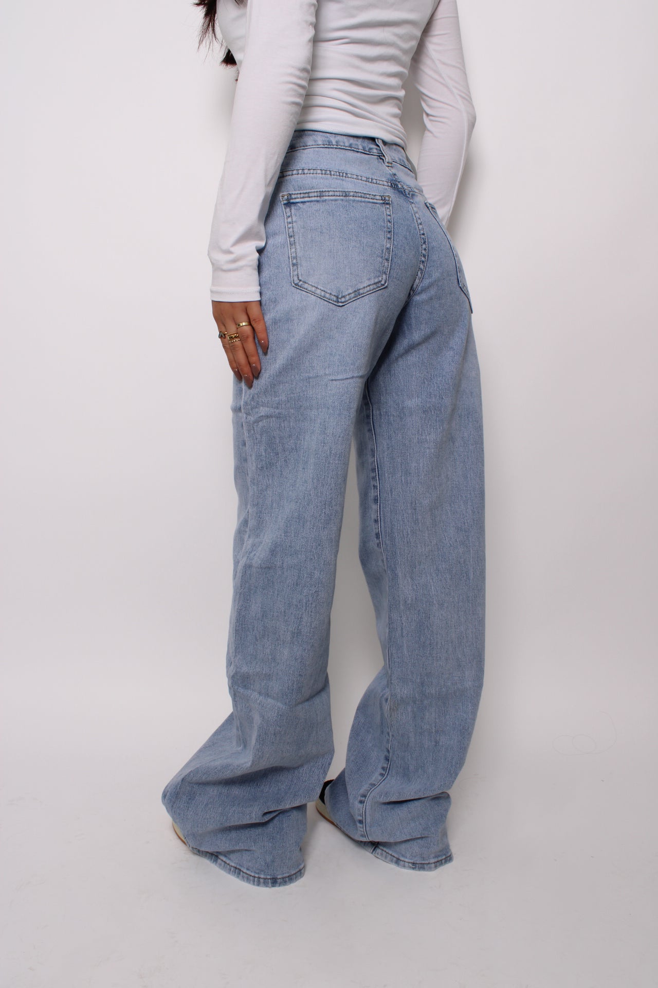 ''TALL'' MID WAIST WIDE LEG JEANS 8558-3-  DENIM